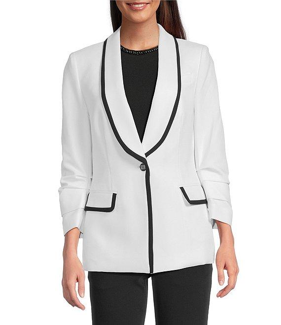 KARL LAGERFELD PARIS Peak Lapel 3/4 Sleeves Framed Jacket Product Image