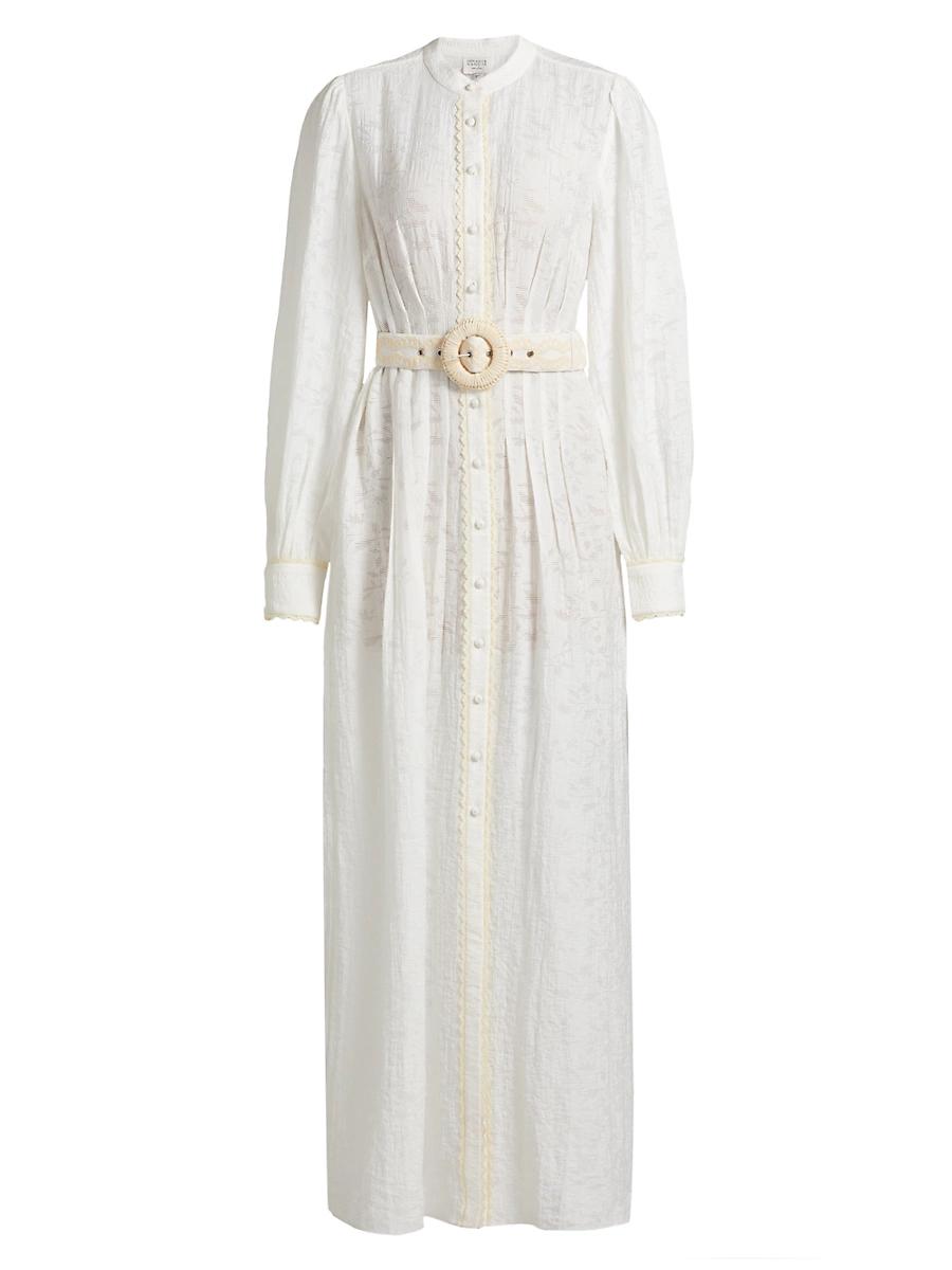 Womens Anvi Jacquard Belted Maxi Shirtdress Product Image