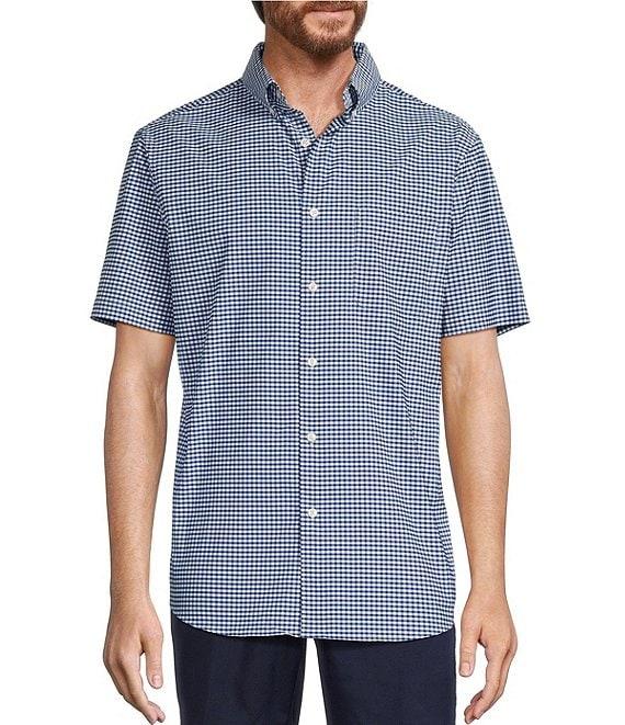 Roundtree & Yorke Performance Short Sleeve Twill Gingham Sport Shirt Product Image