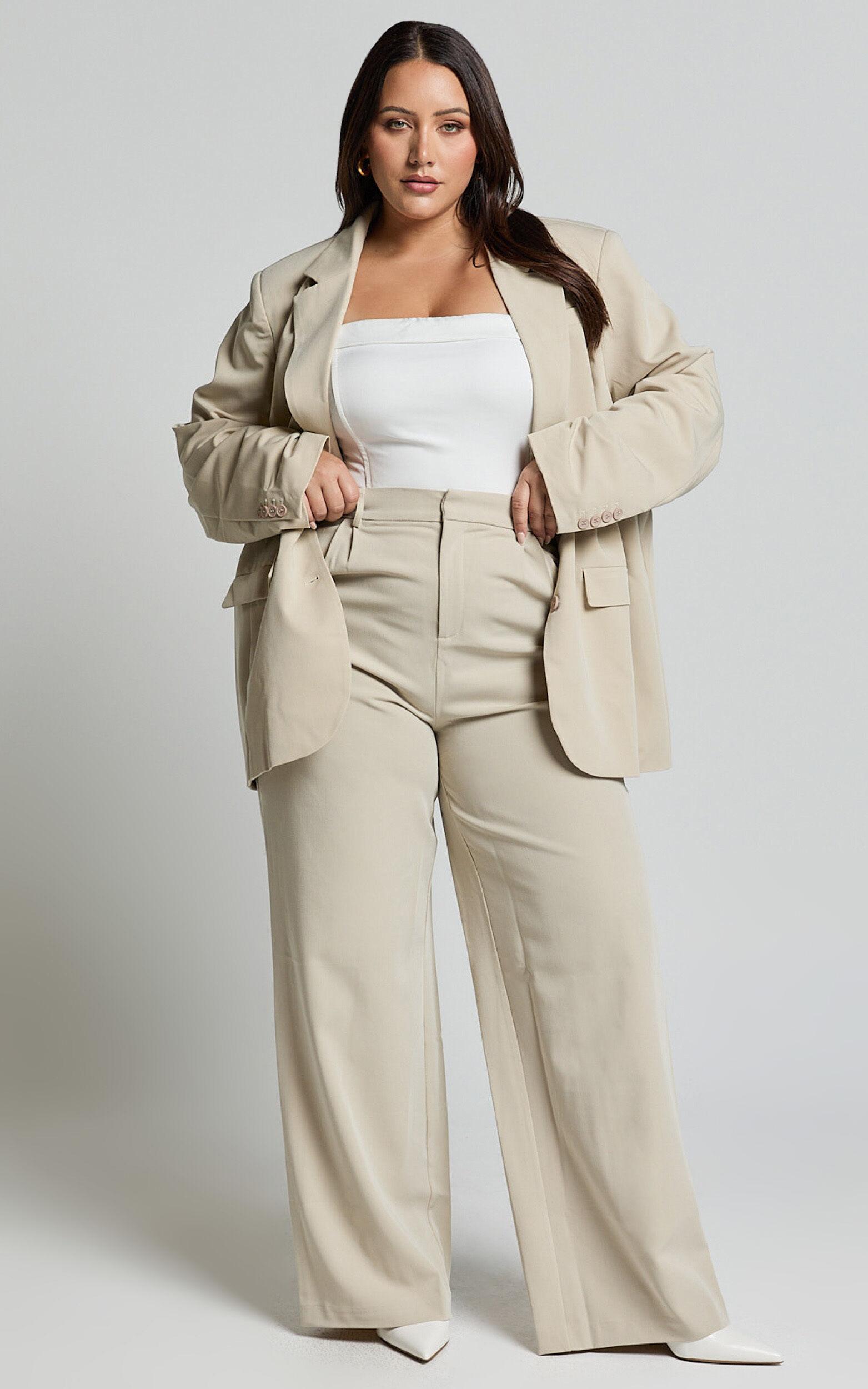 Lorcan Pants - High Waisted Tailored Pants in Stone Product Image
