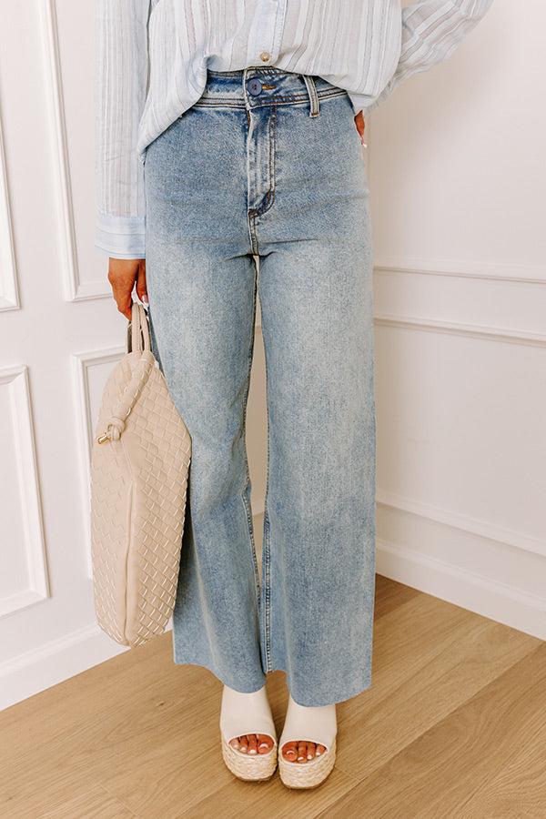 The Taron High Waist Wide Leg Pants in Medium Wash Product Image