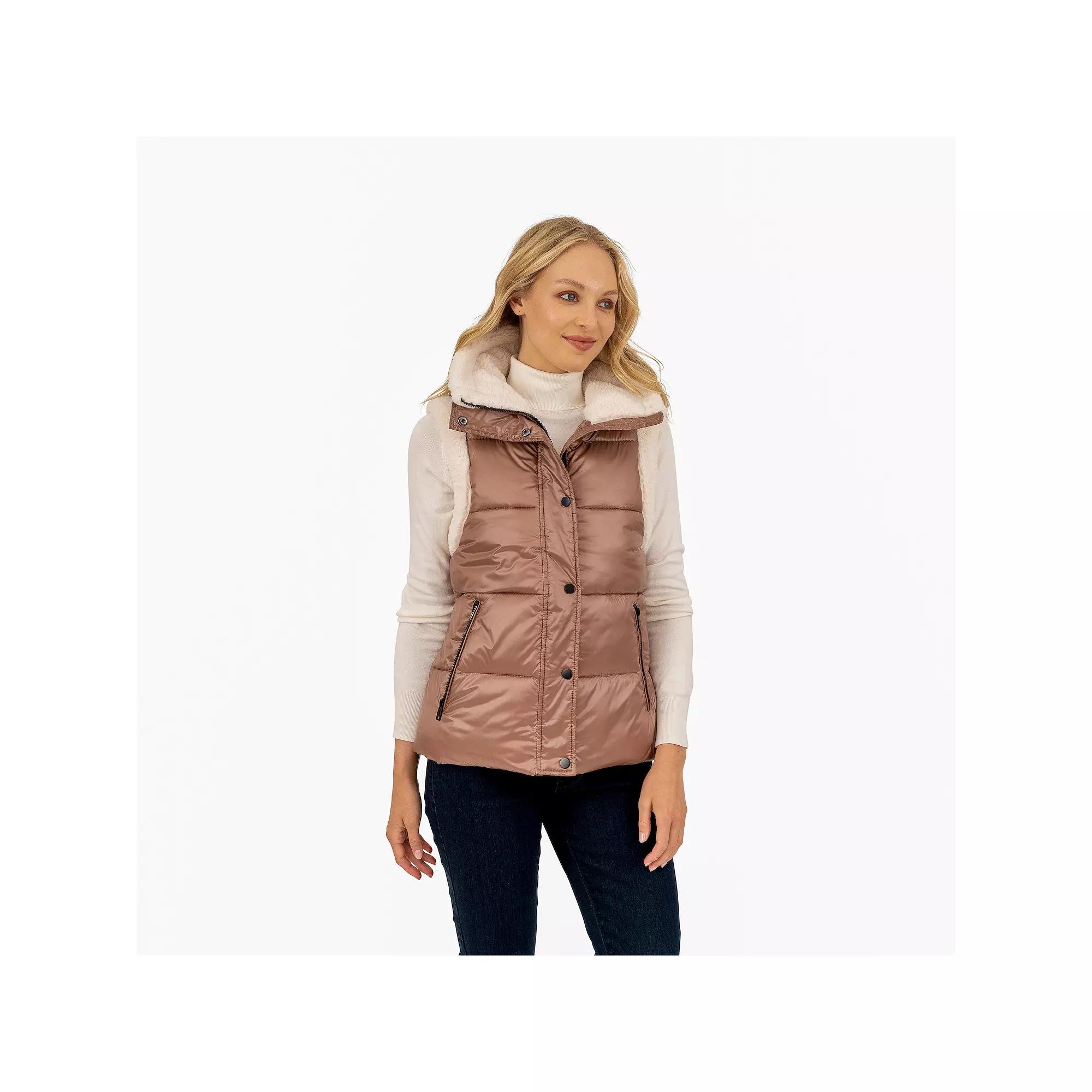 Women's Fleet Street Quilted Puffer Vest with Faux-Sherpa Trim,  Product Image