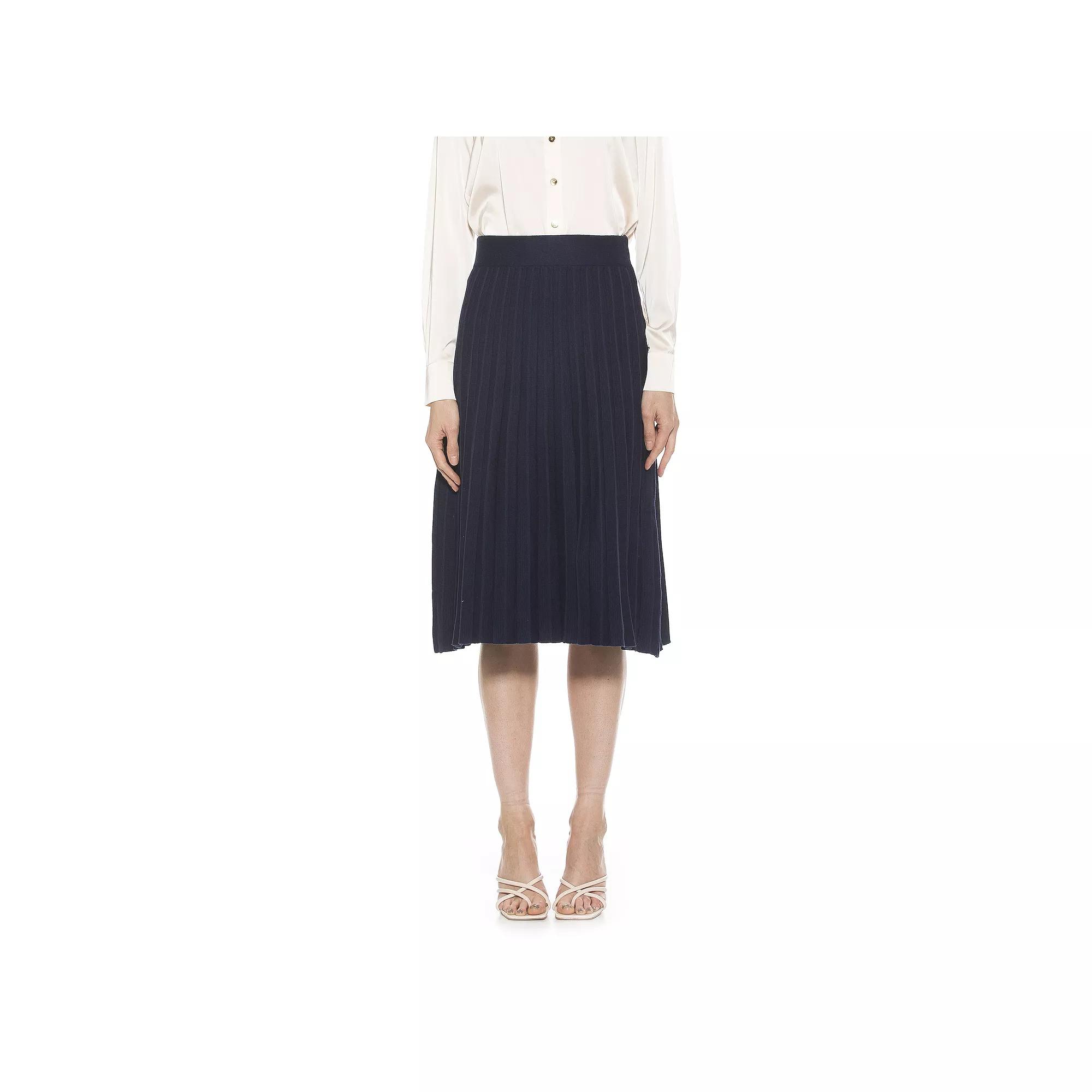 Women's ALEXIA ADMOR Eliza Pleated Knit Skirt, Size: XL, Blue Product Image