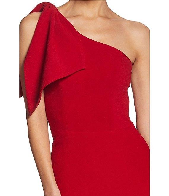 Dress the Population Georgina Asymmetrical Neck Sleeveless Bow Shoulder Maxi Dress Product Image