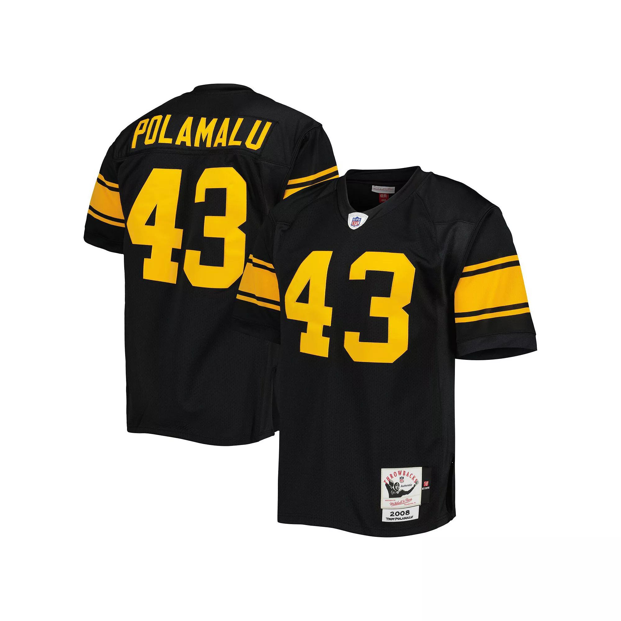 Men's Mitchell & Ness Troy Polamalu Black Pittsburgh Steelers 2008 Alternate Authentic Retired Player Jersey, Size: 40 Product Image
