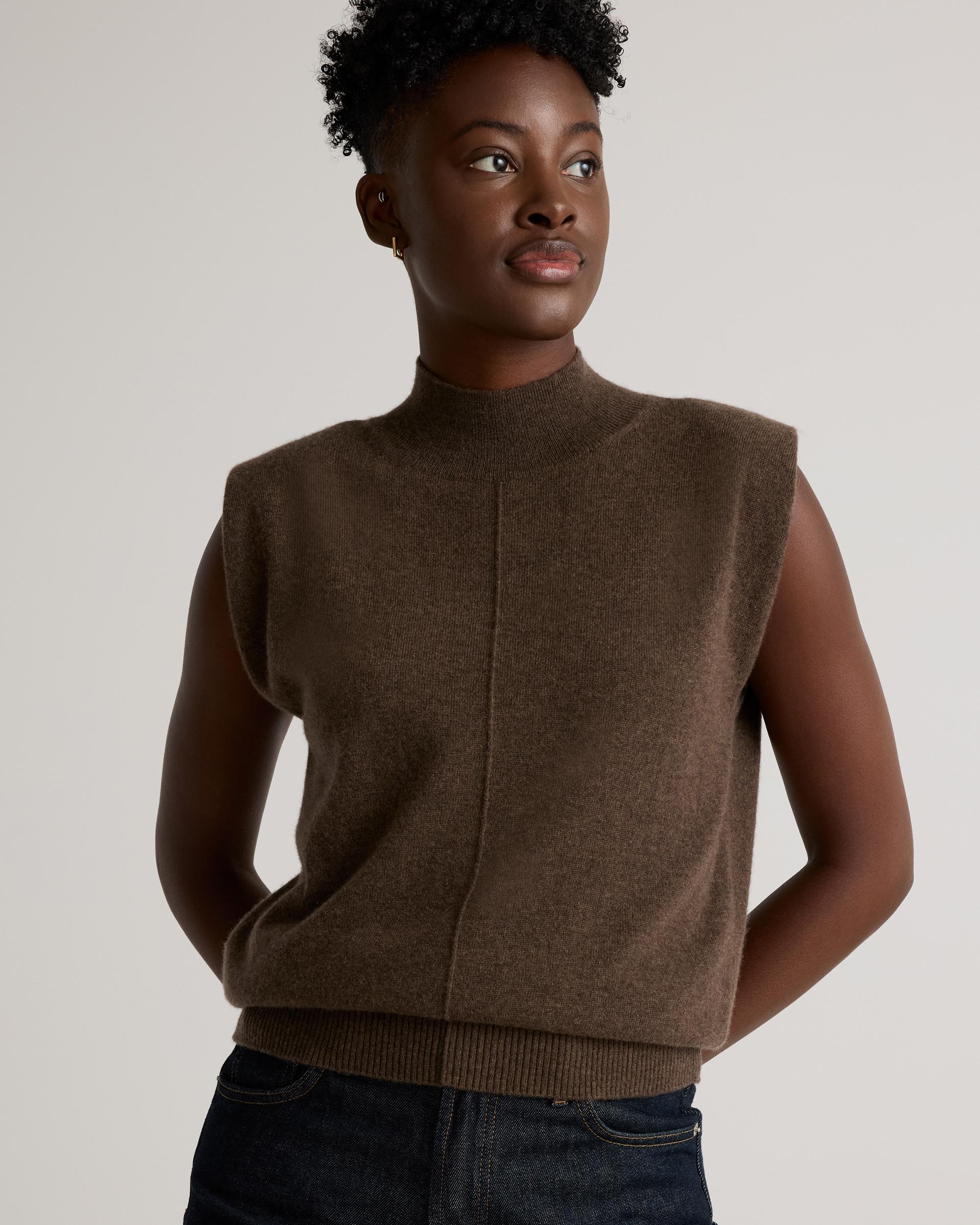 Quince | Women's Mongolian Cashmere Padded-Shoulder Sweater Tank Top Size XL Product Image