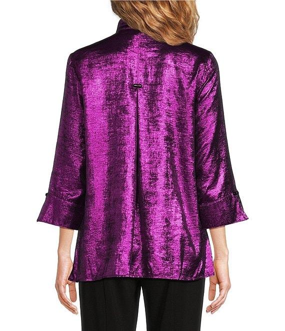 Ali Miles Wire Collar 3/4 Button Cuff Sleeve Button Front Tunic Product Image