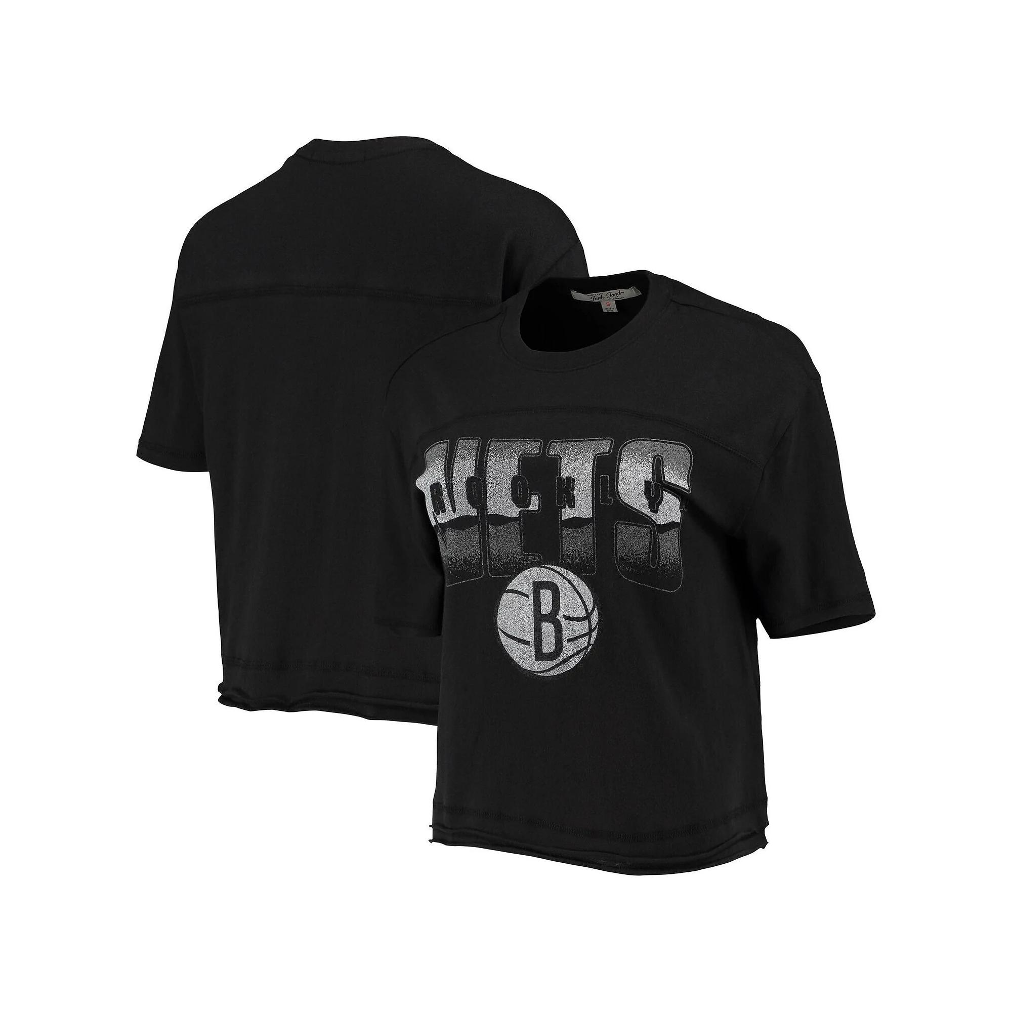 Women's Junk Food Black Brooklyn Nets Gradient Crop Top, Size: XL Product Image