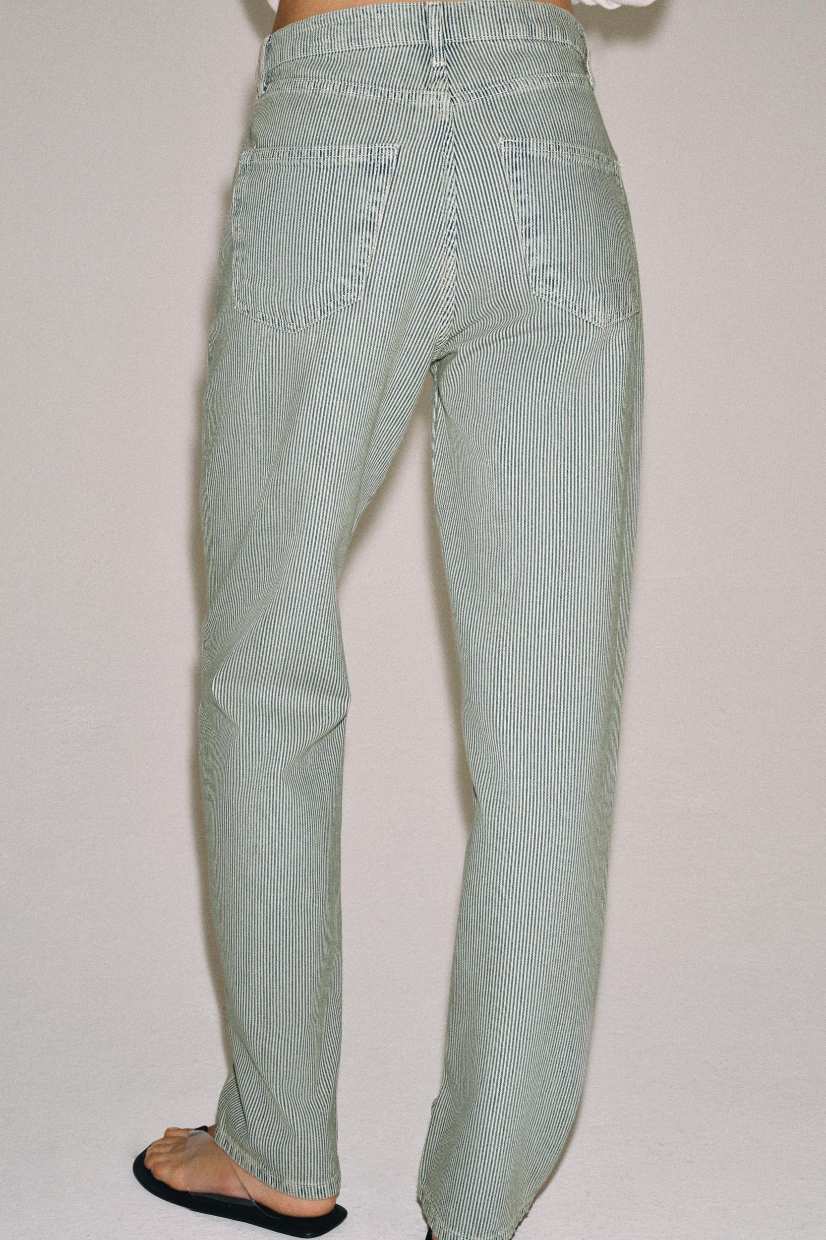 ZW COLLECTION LOW-RISE STRIPED STRAIGHT LEG JEANS Product Image