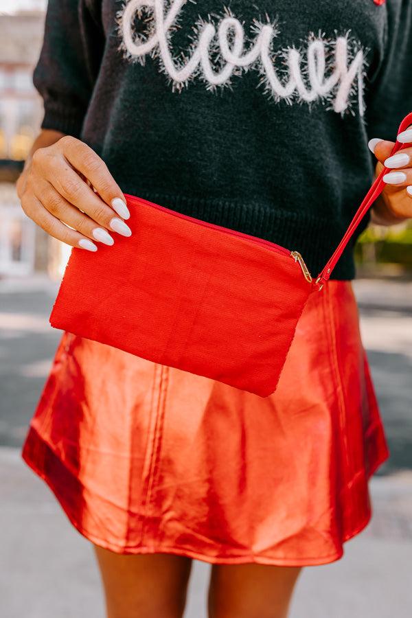 Game Day Beaded Clutch In Crimson Product Image