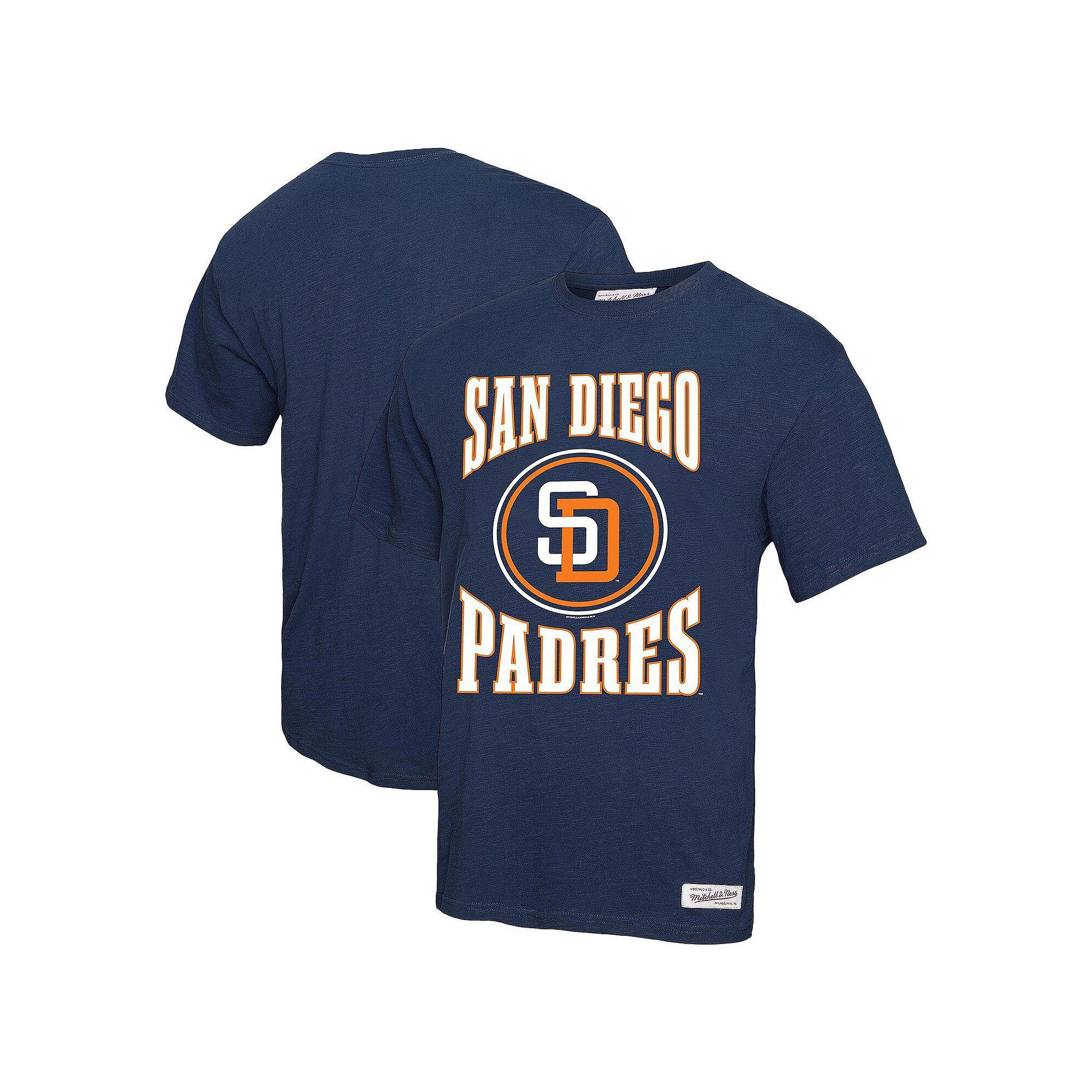 Men's Mitchell & Ness Navy San Diego Padres Arched Logo Slub T-Shirt,  Product Image