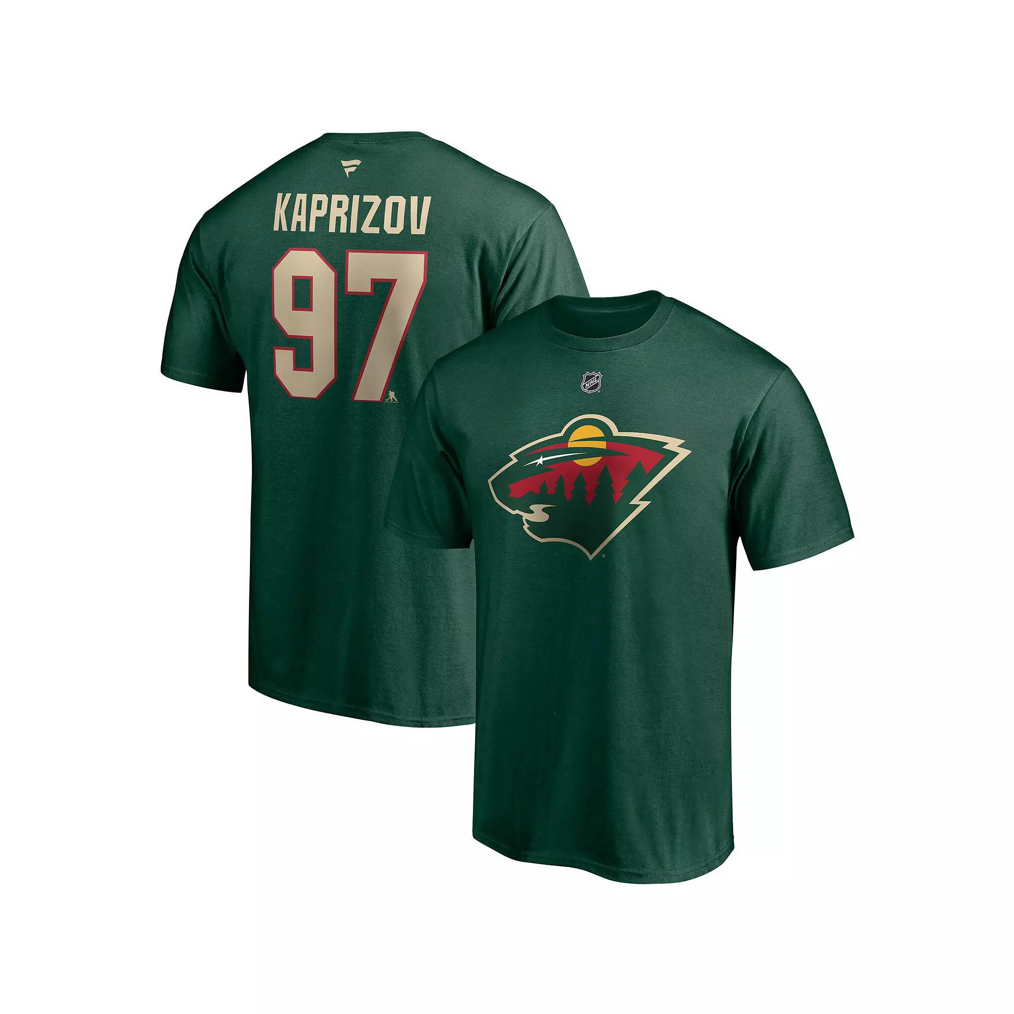 Men's Fanatics Branded Kirill Kaprizov Green Minnesota Wild Authentic Stack Name & Number T-Shirt,  Product Image