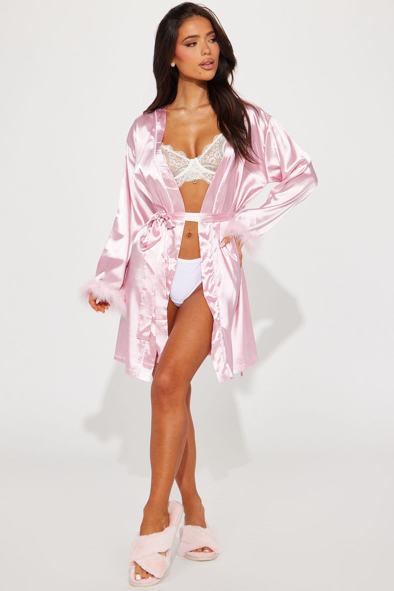 Sweet Dreams Satin PJ Robe - Pink Product Image
