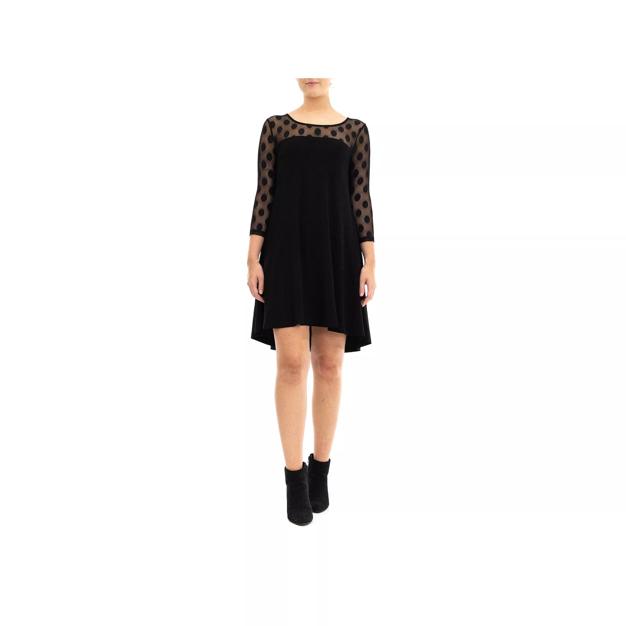 Women's Nina Leonard Sheer Polka-Dot High-Low Dress,  Product Image