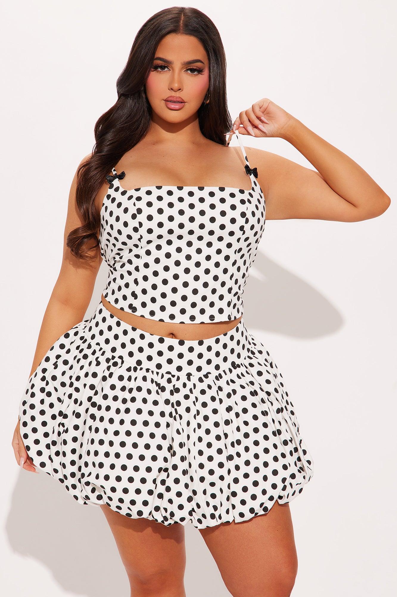 Spot On Bubble Skirt Set - White/Black Product Image