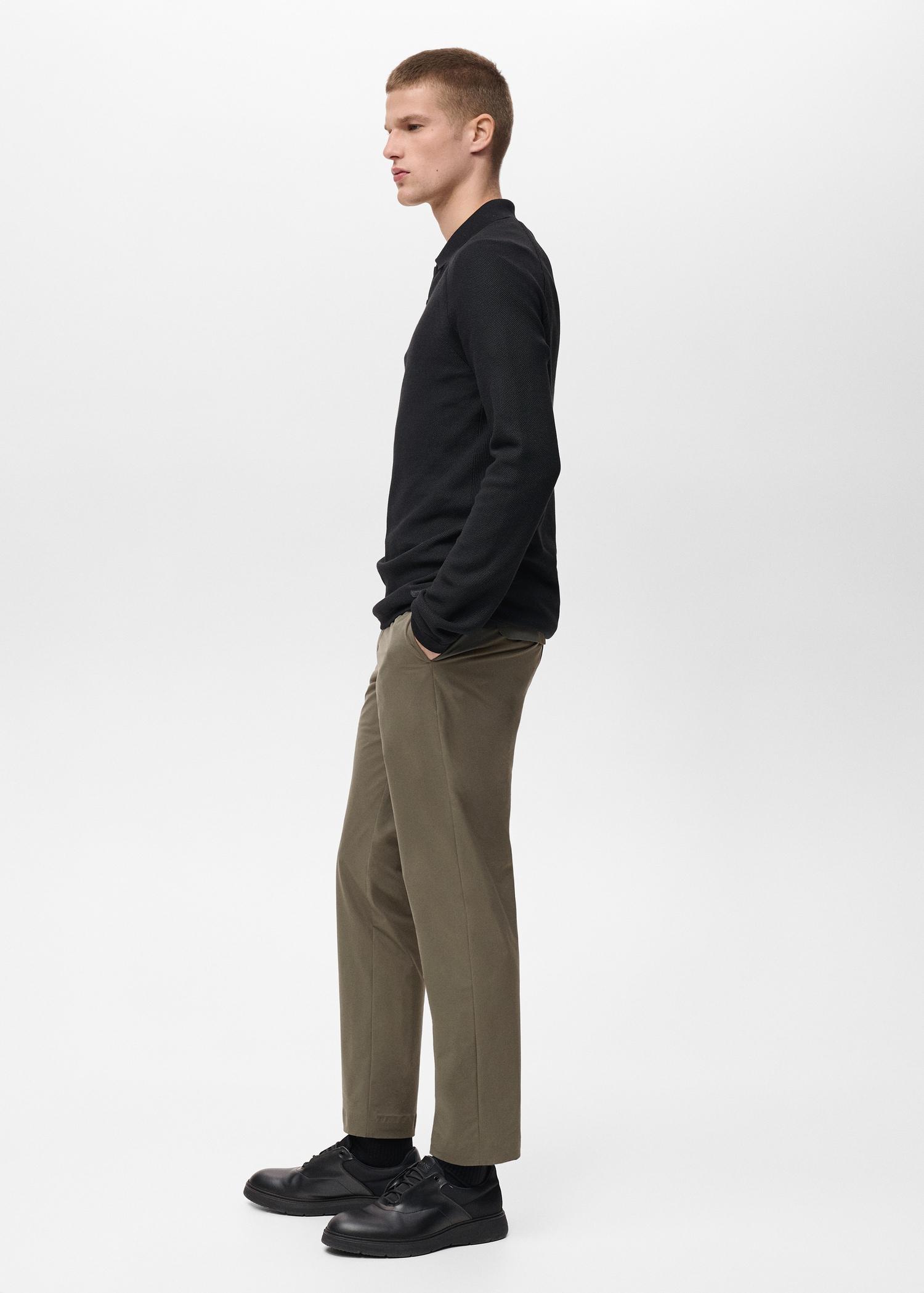 Stretch fabric slim-fit pants with drawstring - Men | MANGO USA Product Image