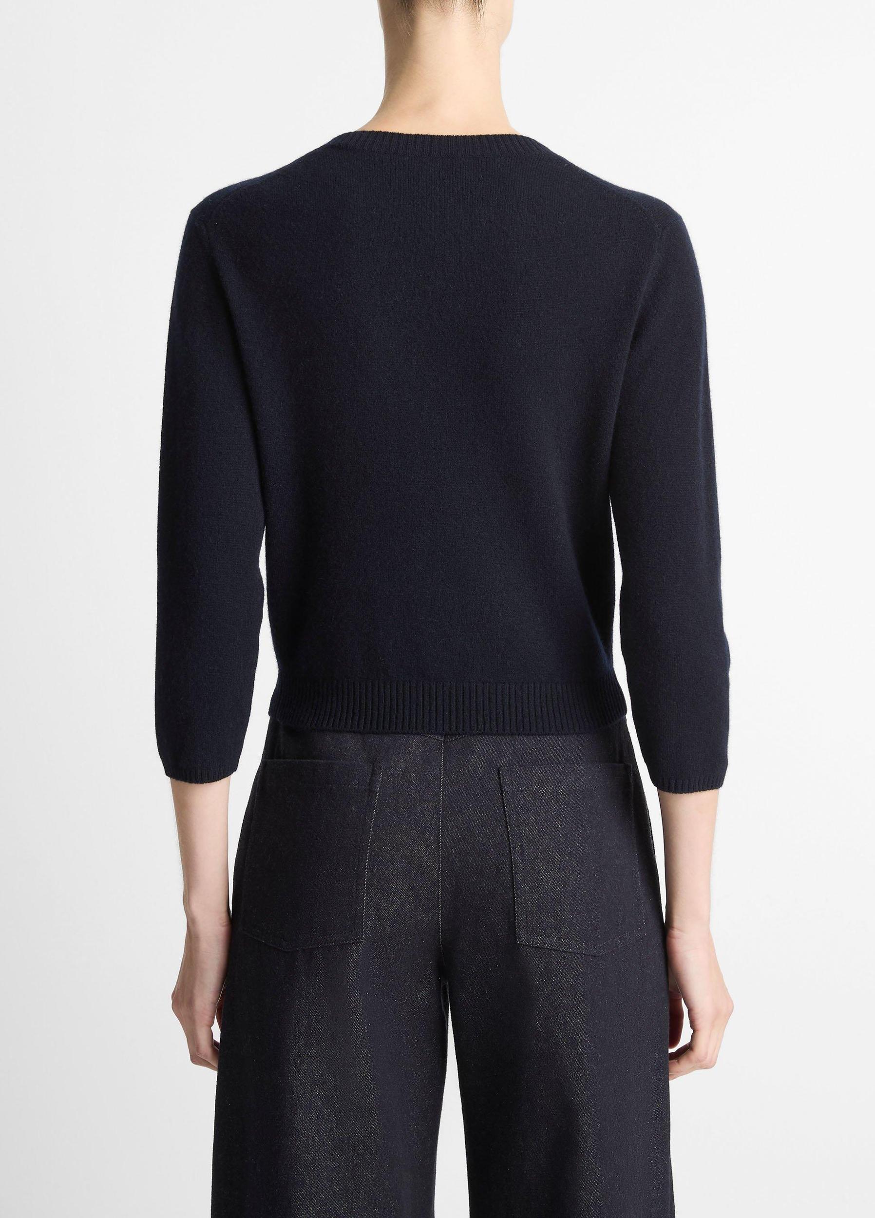 Wool & Cashmere-Blend Three-Quarter-Sleeve V-Neck Sweater Product Image