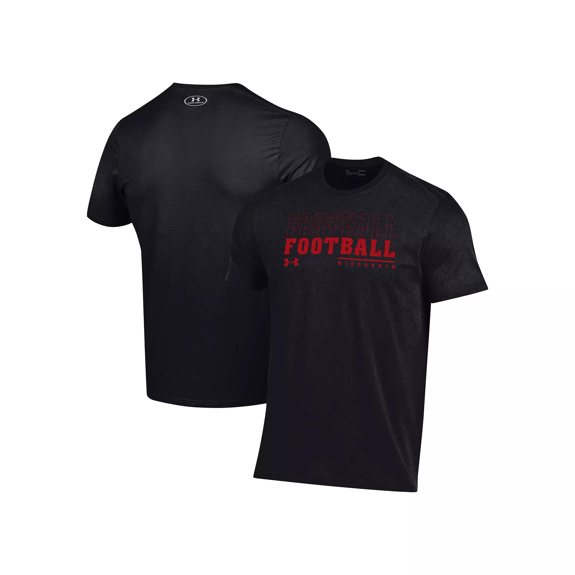 Men's Under Armour Black Wisconsin Badgers 2024 Sideline Football Performance T-Shirt, Size: Large Product Image