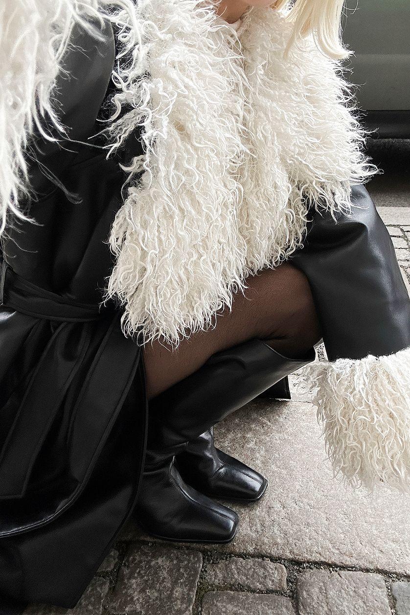 Belted Pu Bonded Long Coat Product Image