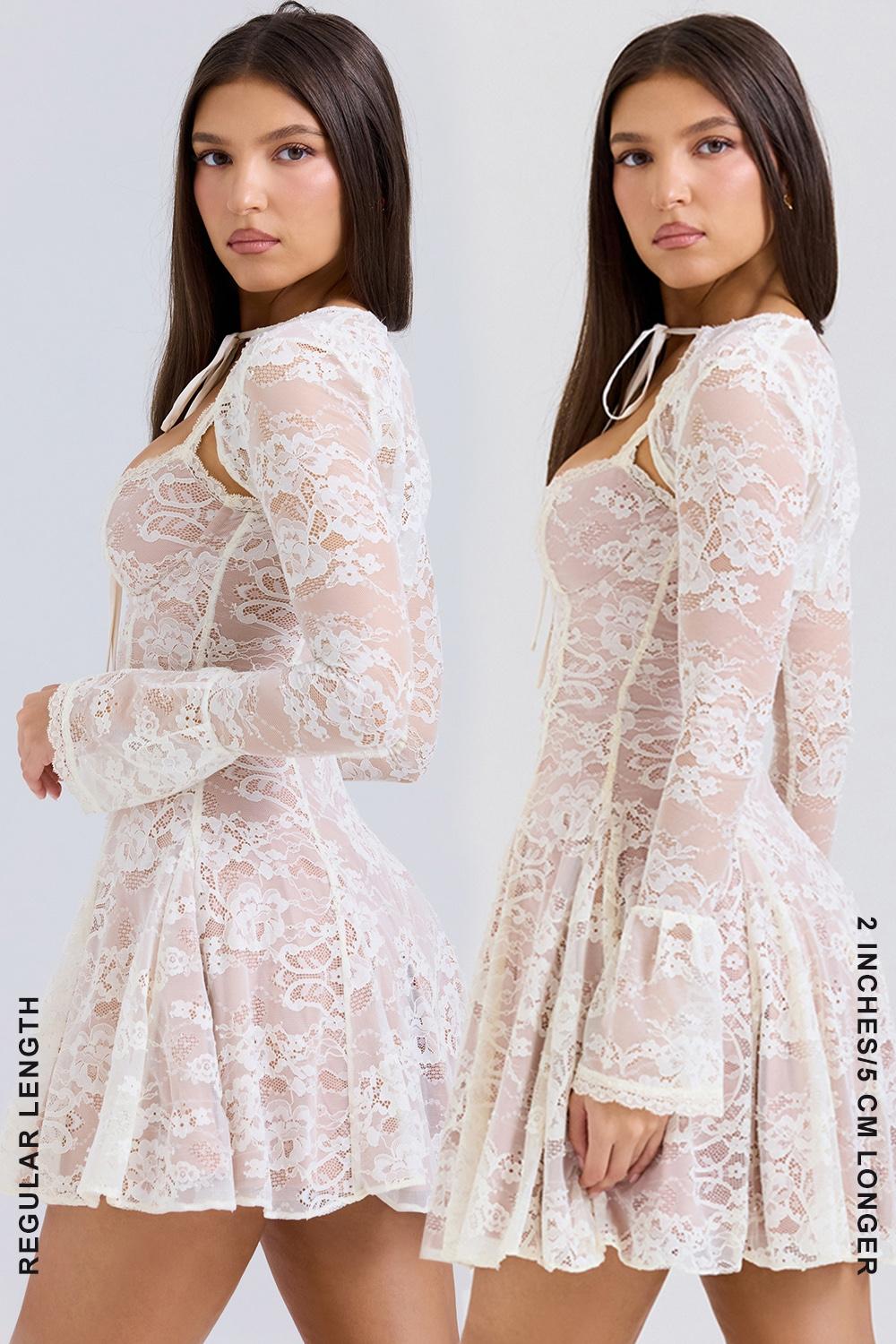 Alice  vintage cream lace mini dress Product Image