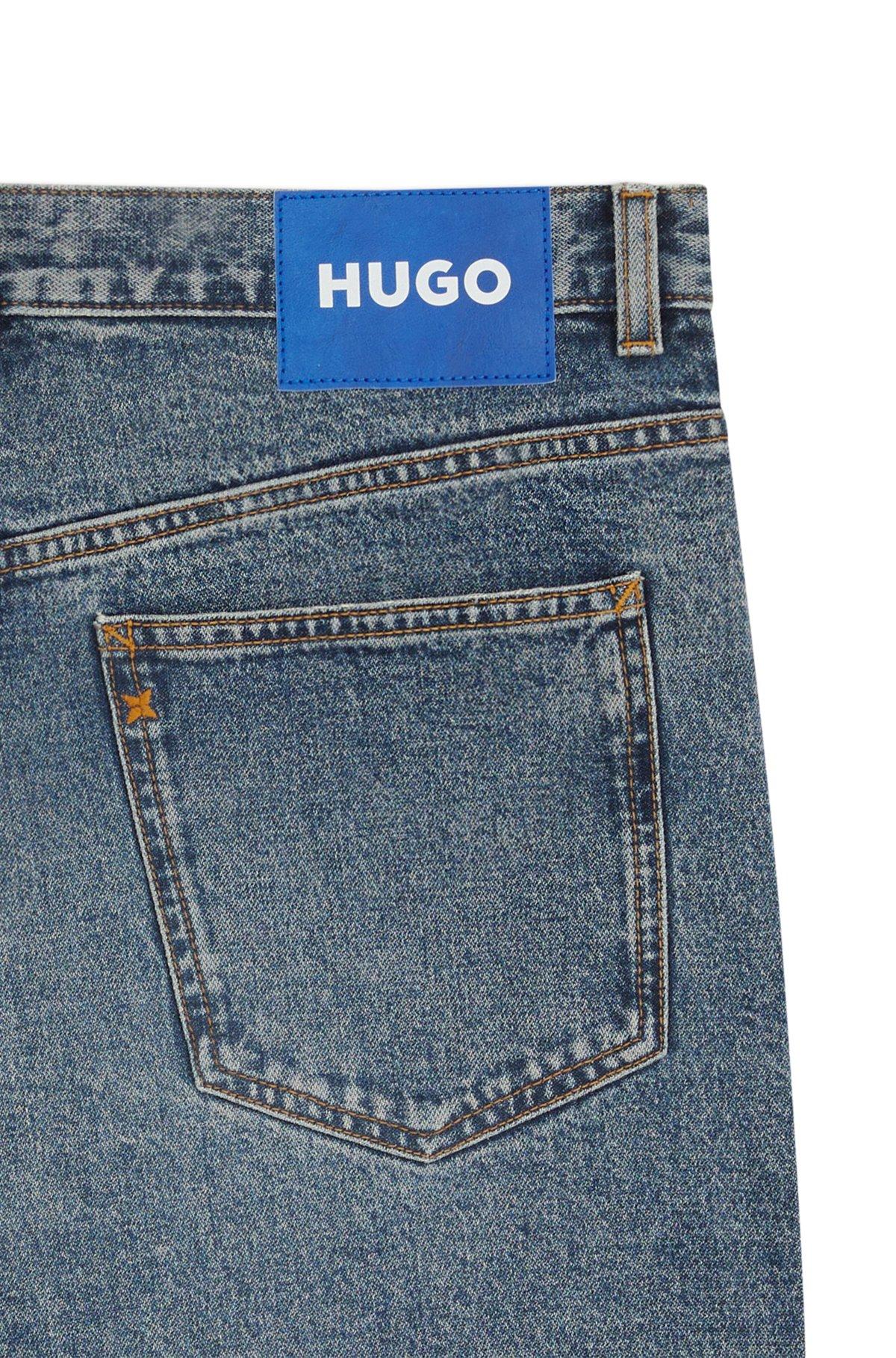 Baggy-fit jeans in blue distressed denim Product Image
