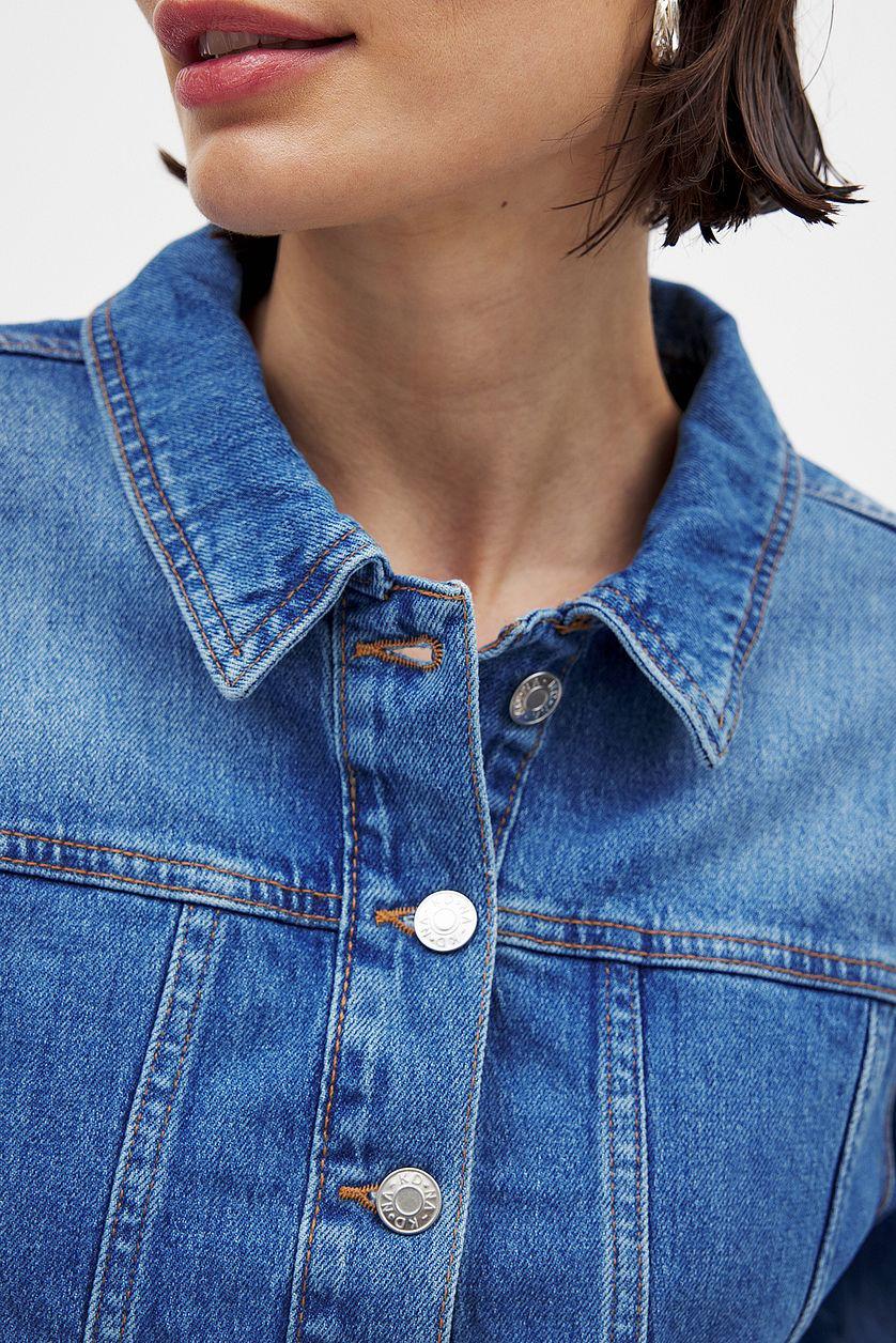 Long Sleeved Fitted Denim Shirt Product Image