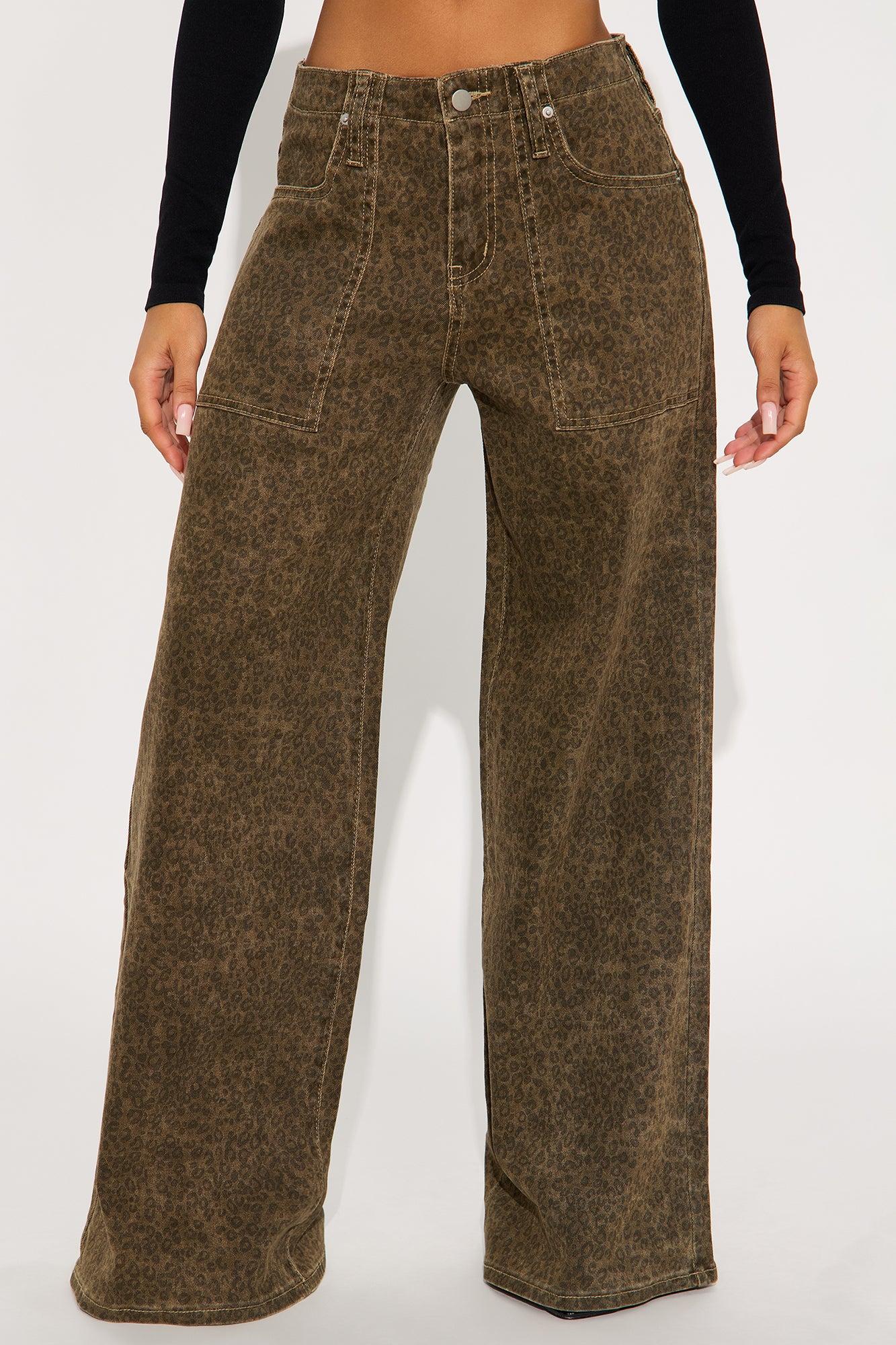 Elsie Leopard Wide Leg Pant - Brown Combo Female Product Image