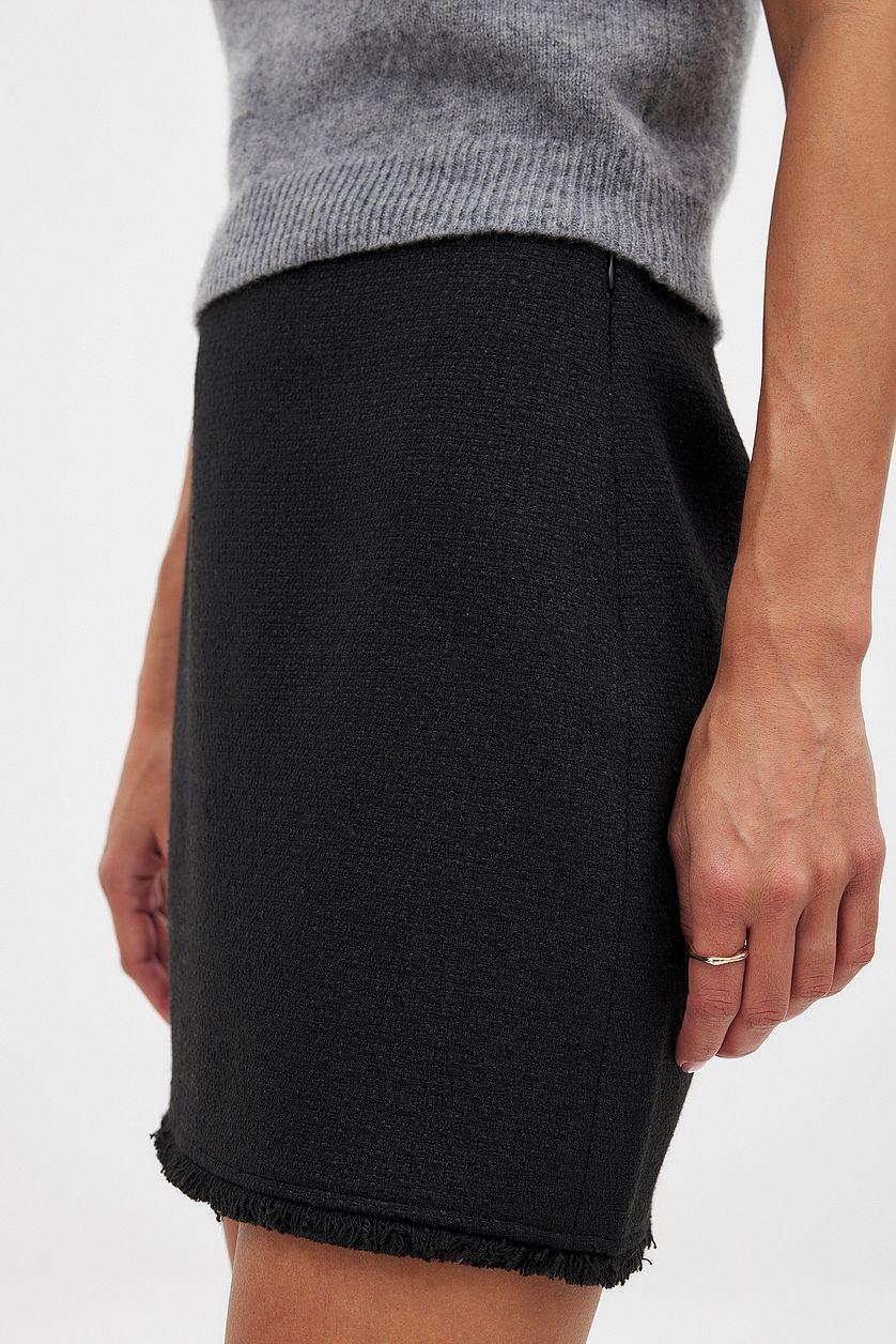 Fringed Mini Tweed Skirt Product Image