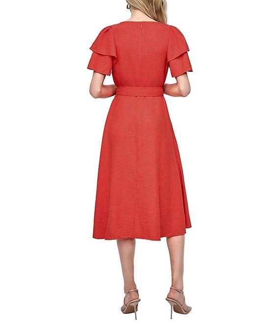 DKNY by Donna Karan Short Sleeve V-Neck Wrap Midi Dress Product Image