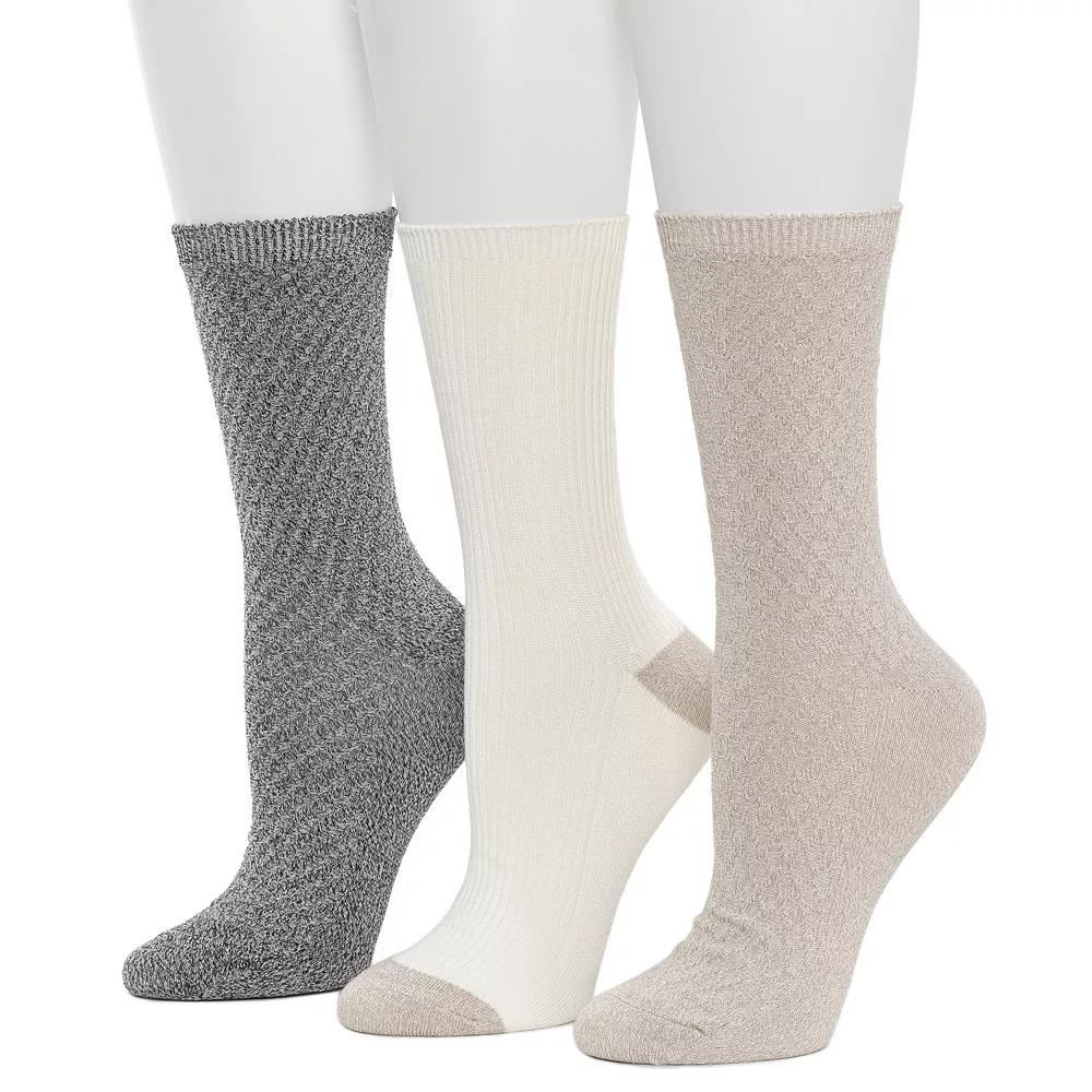 Womens Cuddl Duds Plushfill Midweight Smocking Stitch Crew Socks 3-Pair Pack Product Image