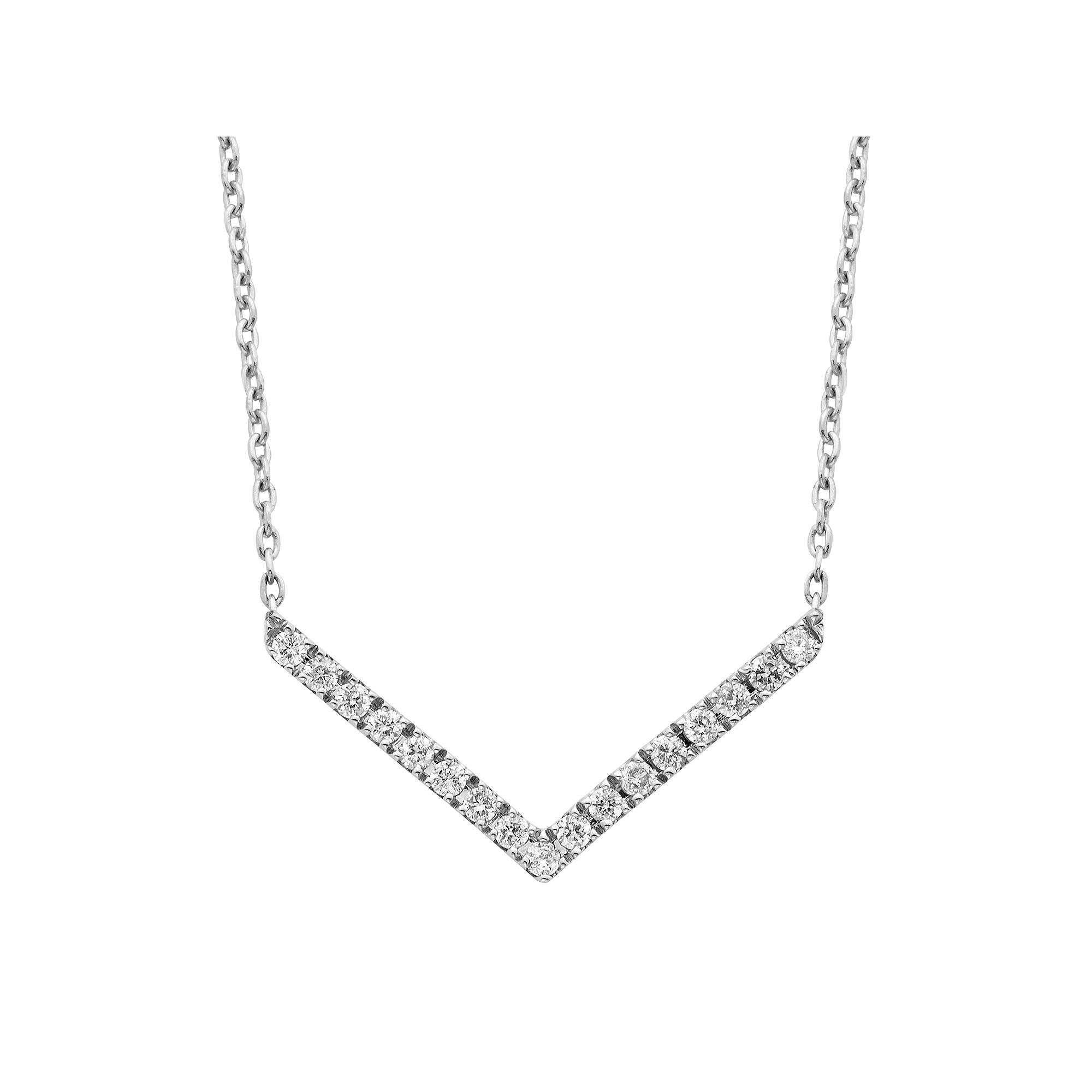 10k White Gold 1/6 ct. T.W. Diamond Chevron Necklace, Womens Product Image