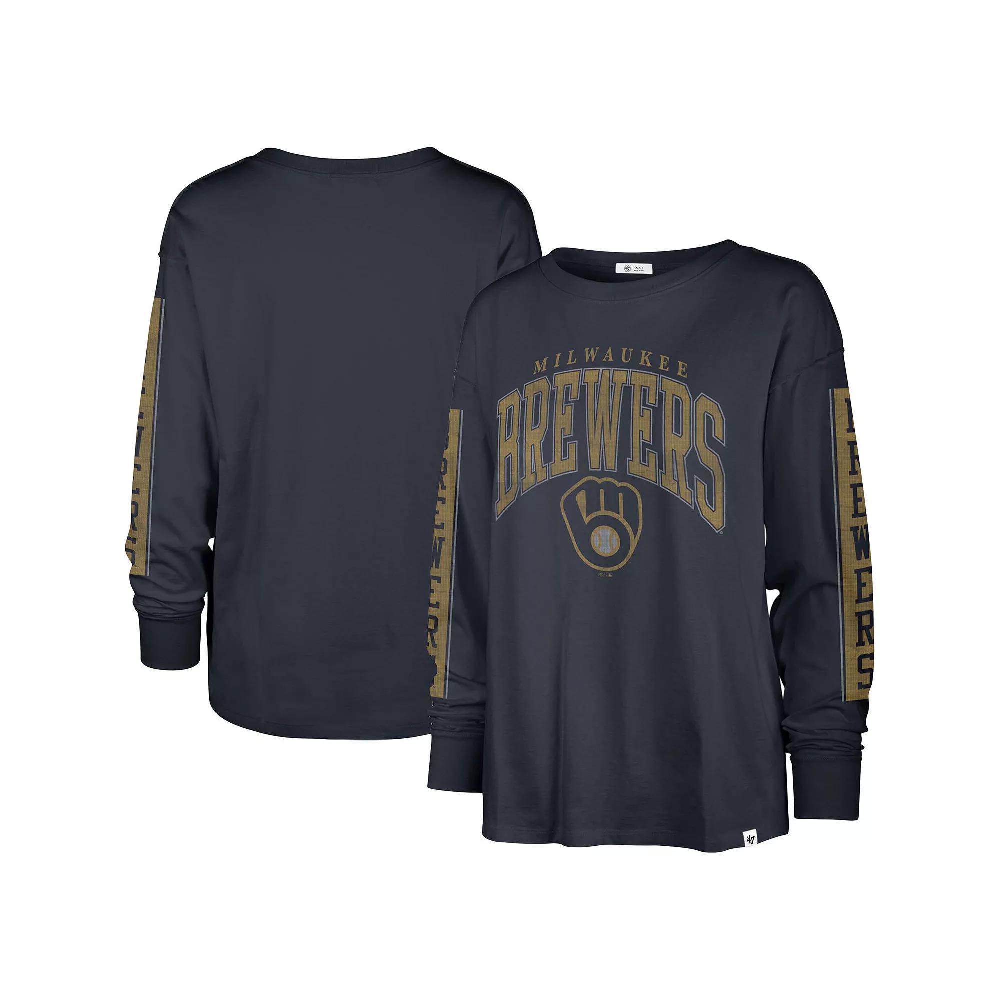 Women's '47 Navy Milwaukee Brewers Statement Long Sleeve T-Shirt,  Product Image