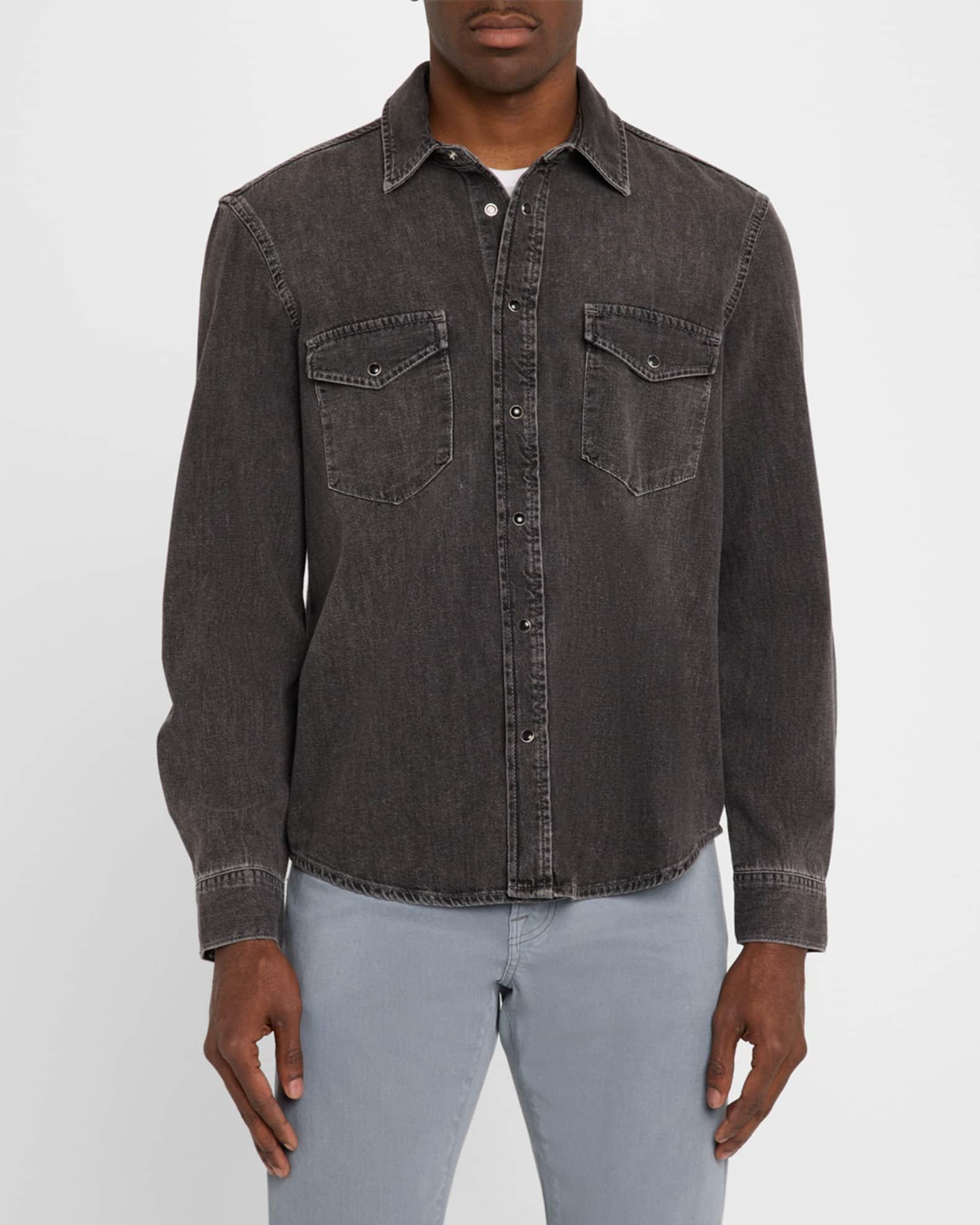 Men's Modern Denim Western Shirt Product Image