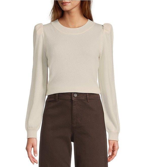 Antonio Melani Lisa Puff Sleeve Crew Neck Cashmere Sweater Product Image