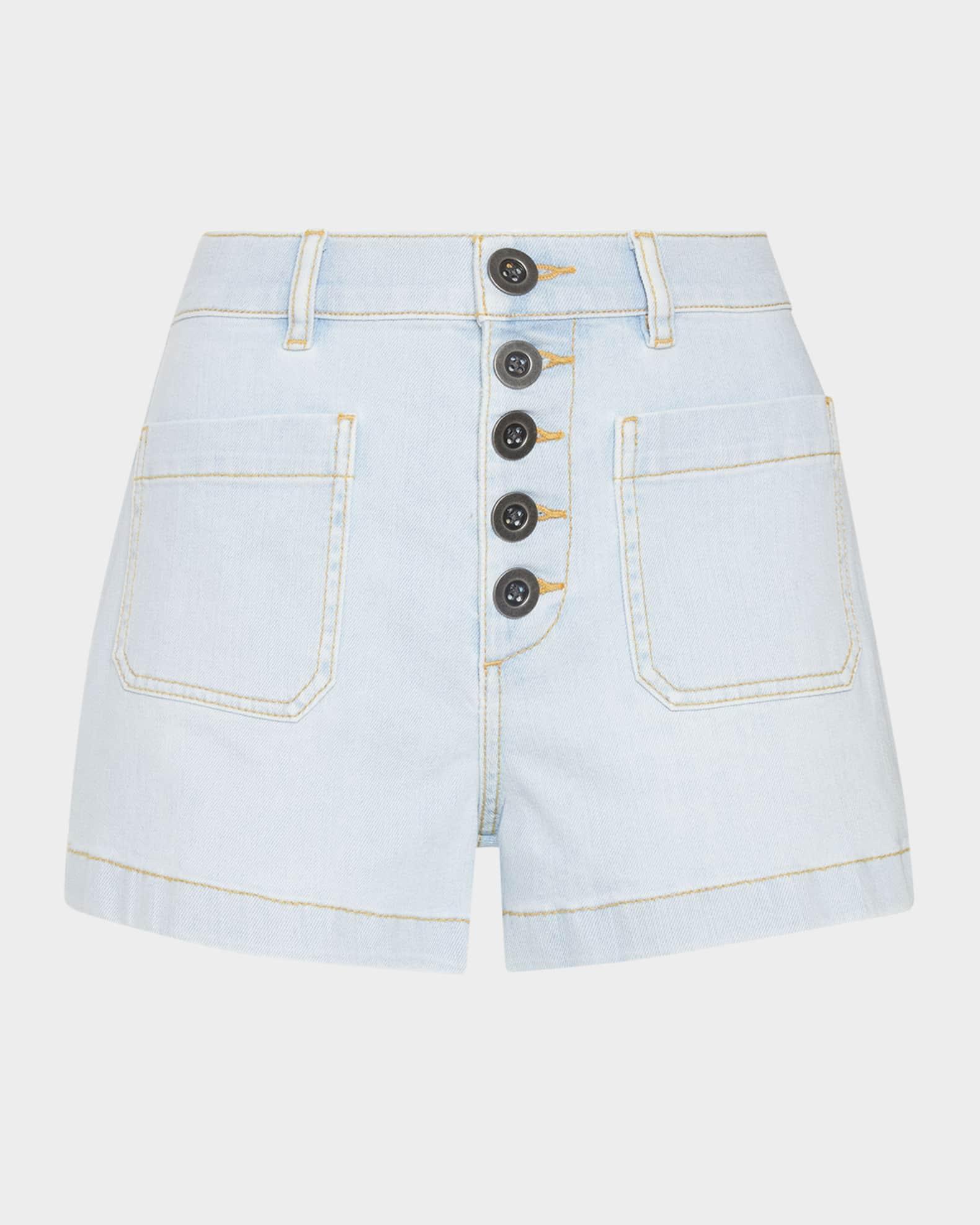 Cindy Patch-Pocket Denim Shorts Product Image