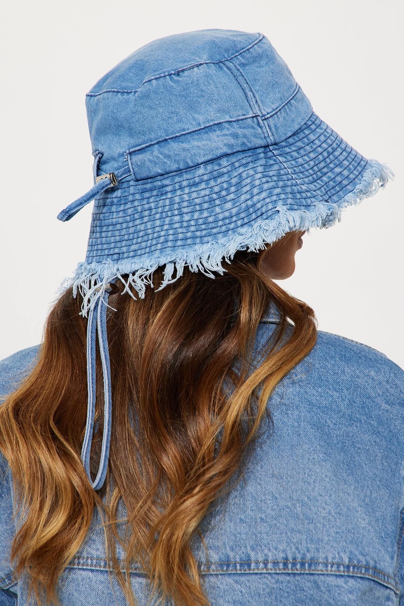 Do Not Disturb Denim Bucket Hat - Medium Wash Female Product Image