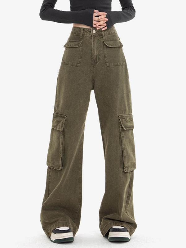 Vintage 90s Green Cargo Jeans Product Image