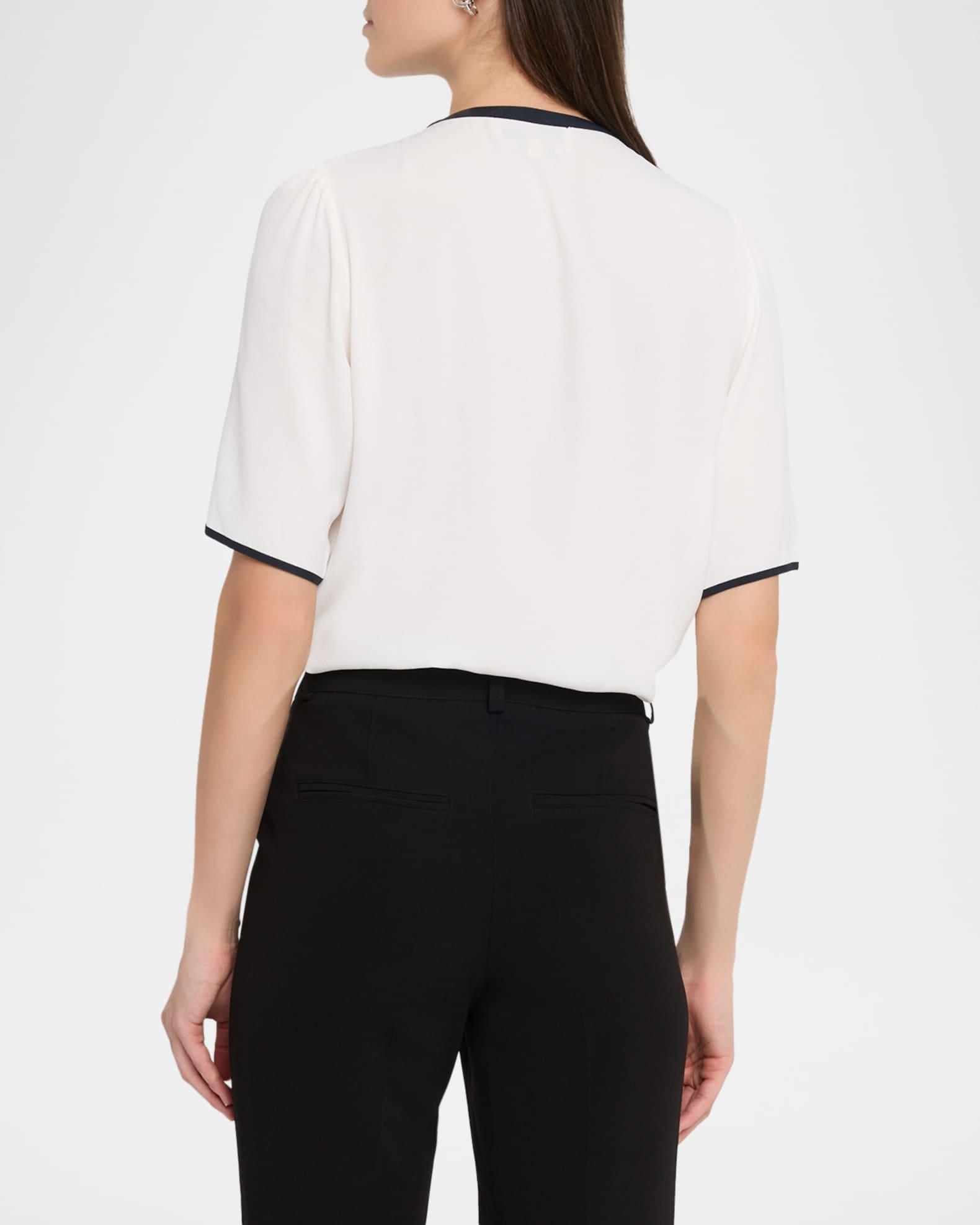 Silk-Blend Blouse with Piping  Product Image