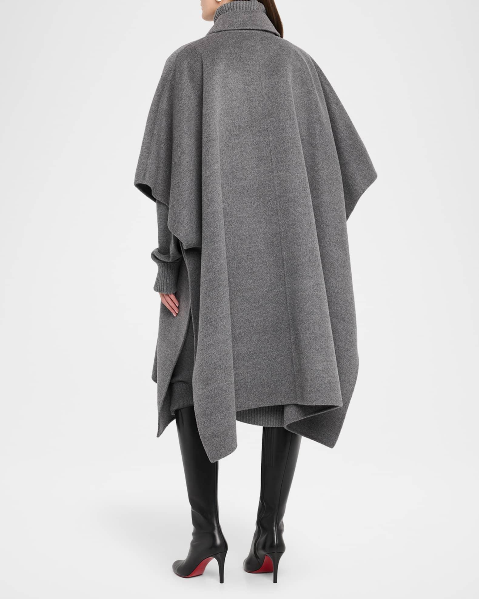 Collared Wool Poncho Coat Product Image