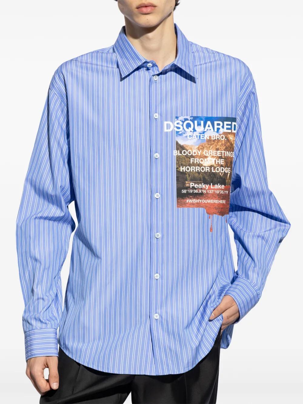 graphic-print striped cotton shirt Product Image