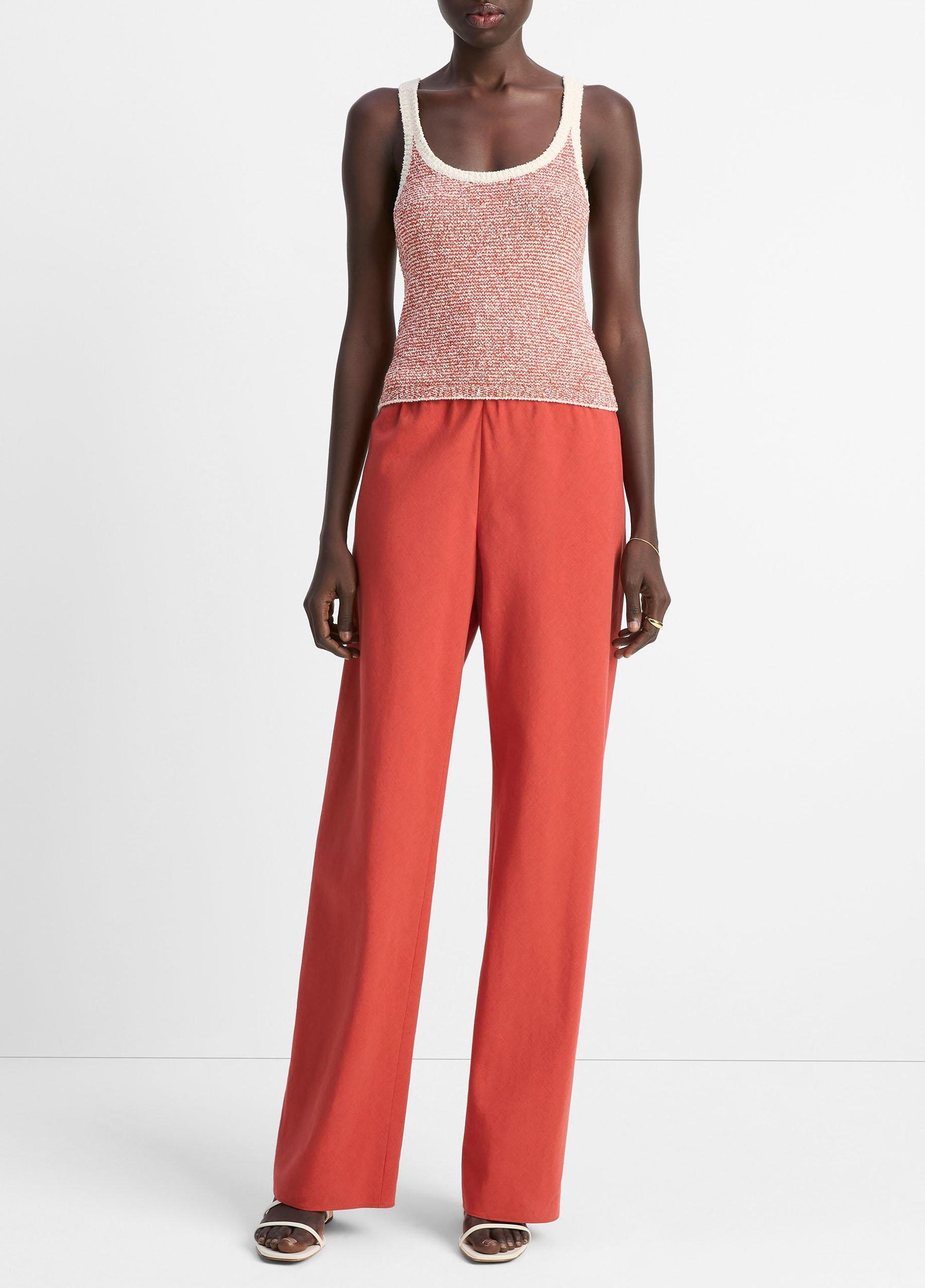 Textured Micro-Stripe Italian Cotton-Blend Sweater Tank Product Image