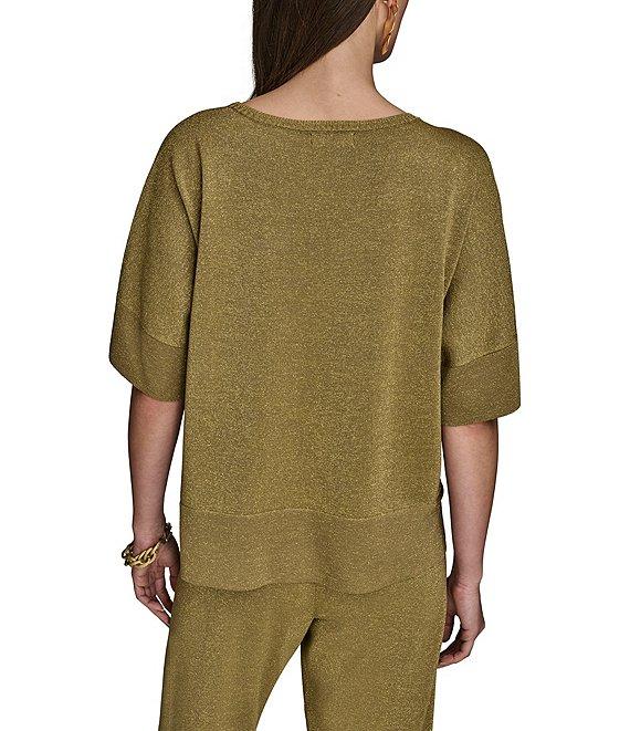Donna Karan Coordinating Shimmer Knit Short Sleeve Oversized Top Product Image