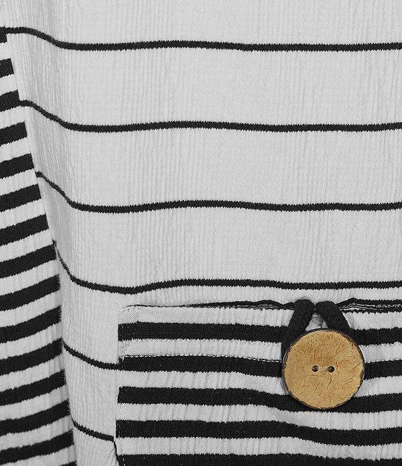 Ali Miles Yarn-Dyed Stripe Round Neck 3/4 Sleeve Tunic Product Image