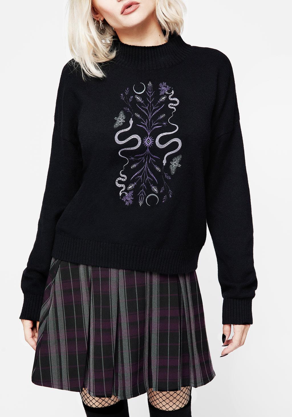 Dominion Snake Embroidered Knit Sweater Product Image