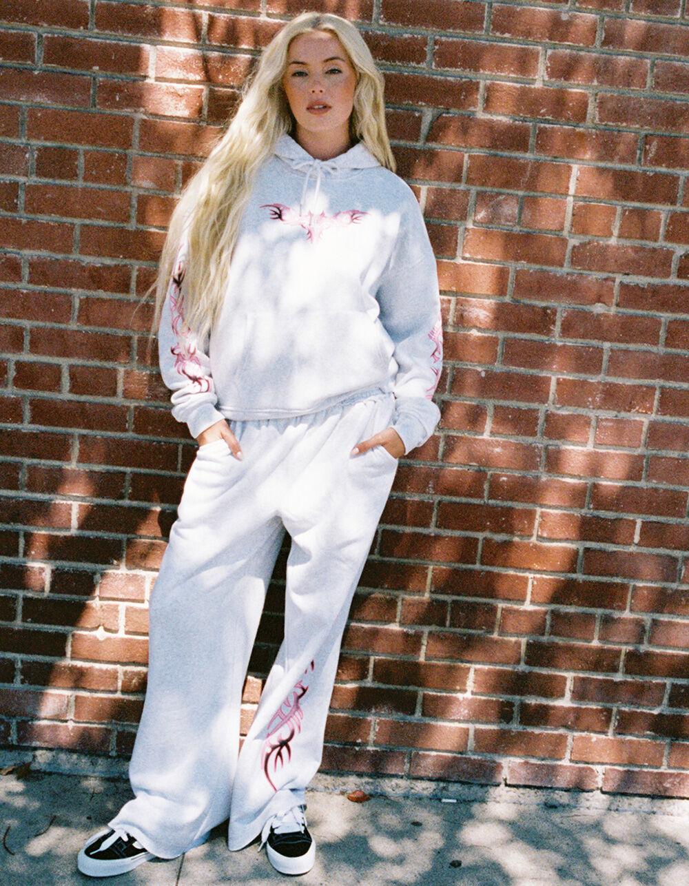 FULL TILT Tattoo Heart Womens Hoodie - HEATHER GRAY Product Image