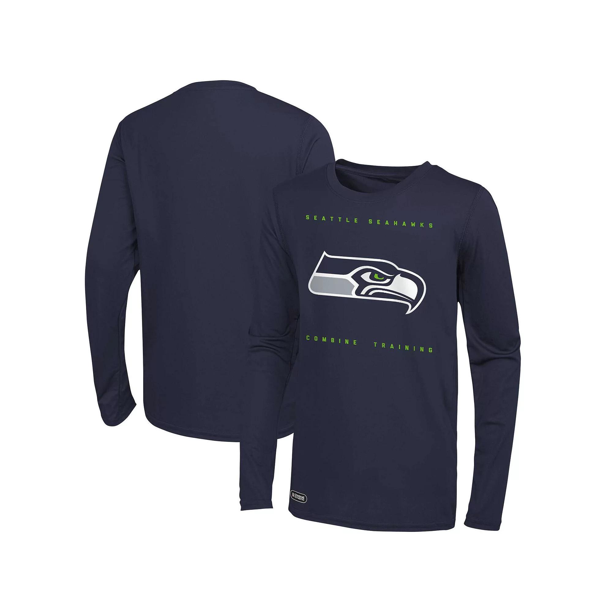Men's College Navy Seattle Seahawks Side Drill Long Sleeve T-Shirt,  Product Image