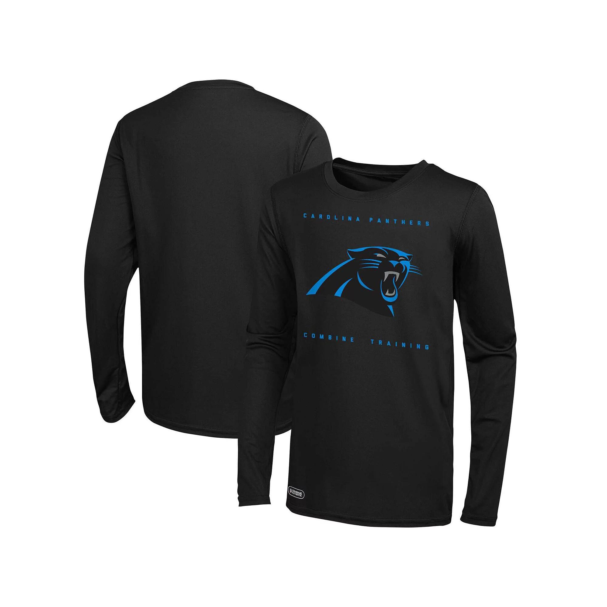Men's Black Carolina Panthers Side Drill Long Sleeve T-Shirt, Size: XL Product Image
