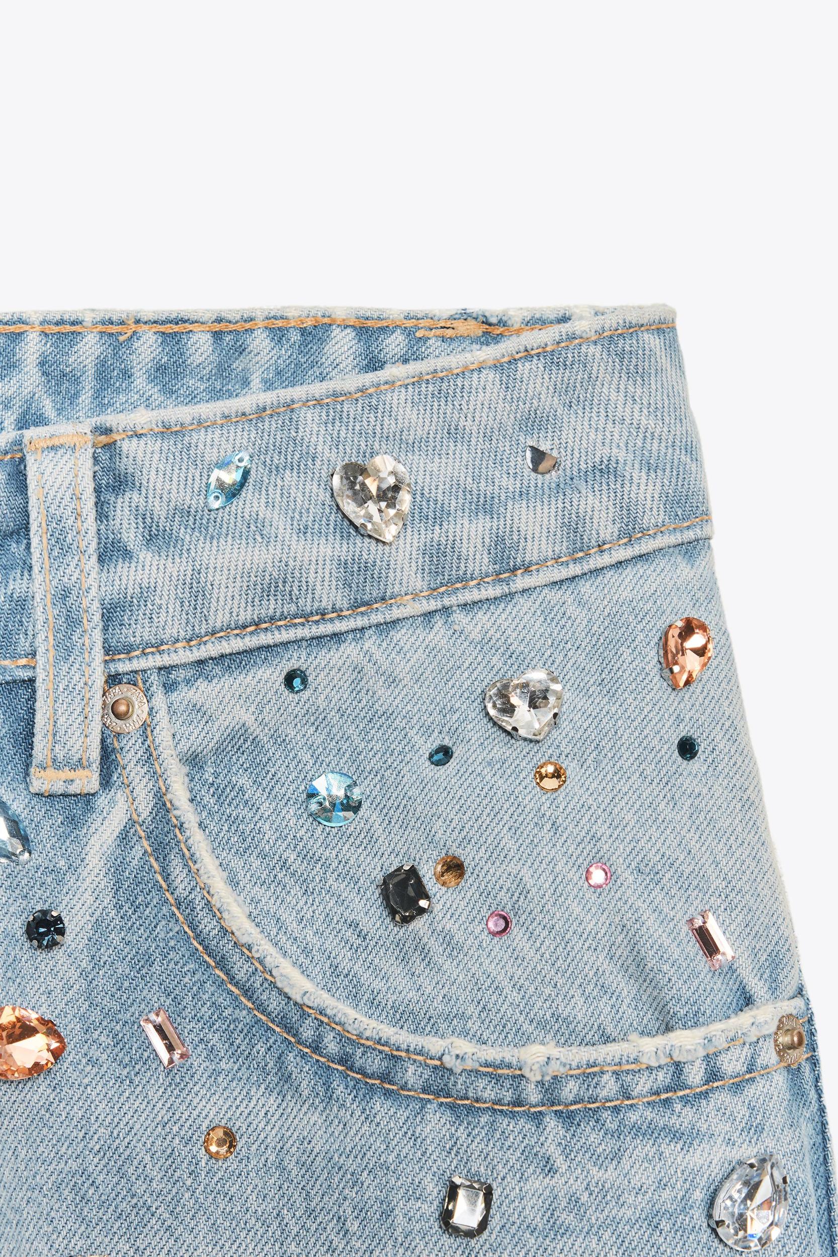 RELAXED OVERSIZE HIGH WAIST JEANS WITH JEWELS Product Image