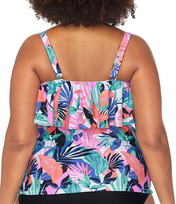 Raisins Curve Plus Size She's Like Summer Sella Strapless Ruffle Tankini Swim Top Product Image