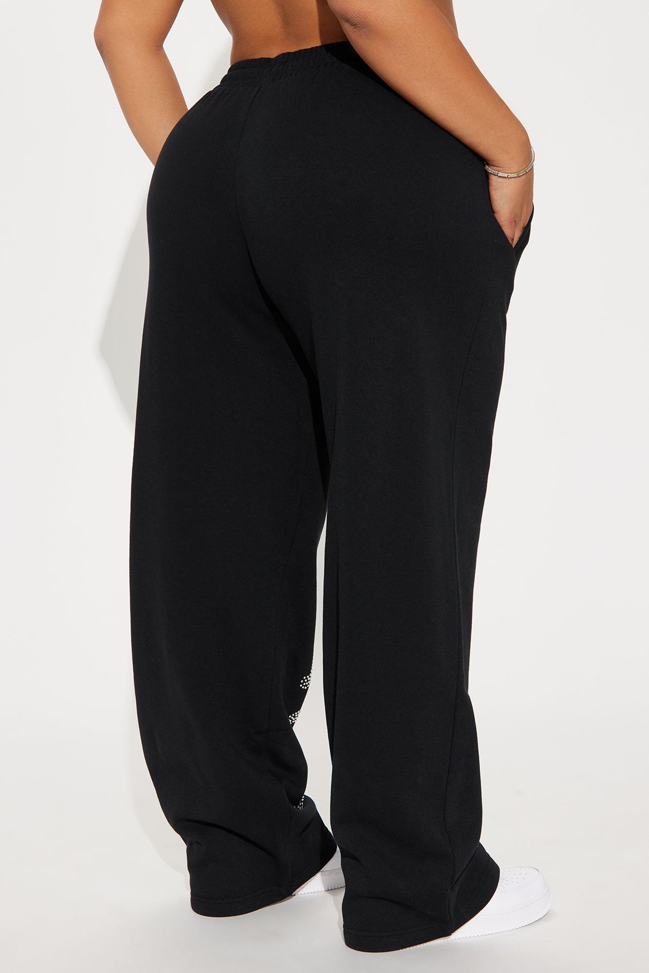 Von Dutch Rhinestone Wide Leg Pant - Black Product Image